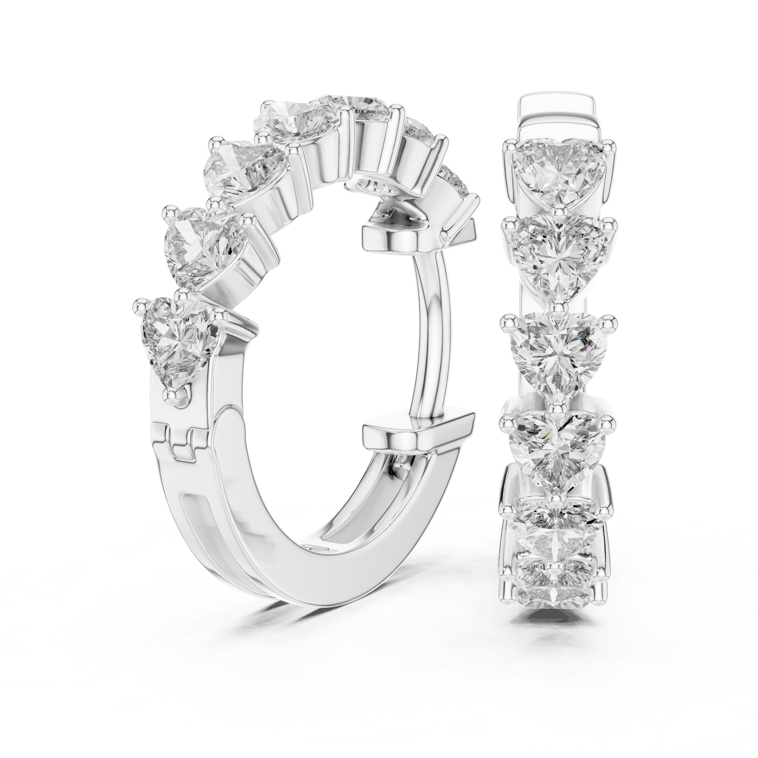 Heart Cut Diamond Hoop Earrings