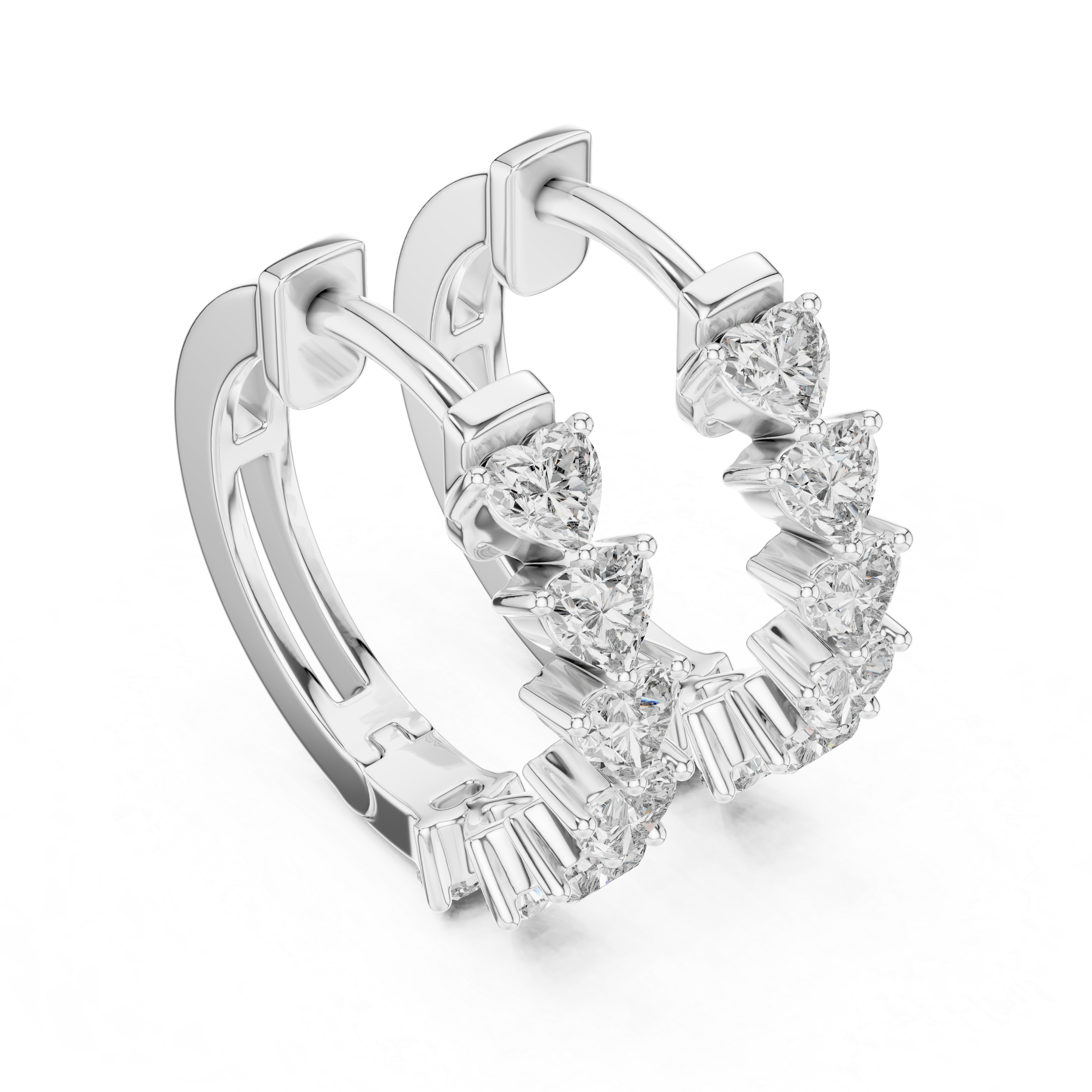 Heart Cut Diamond Hoop Earrings