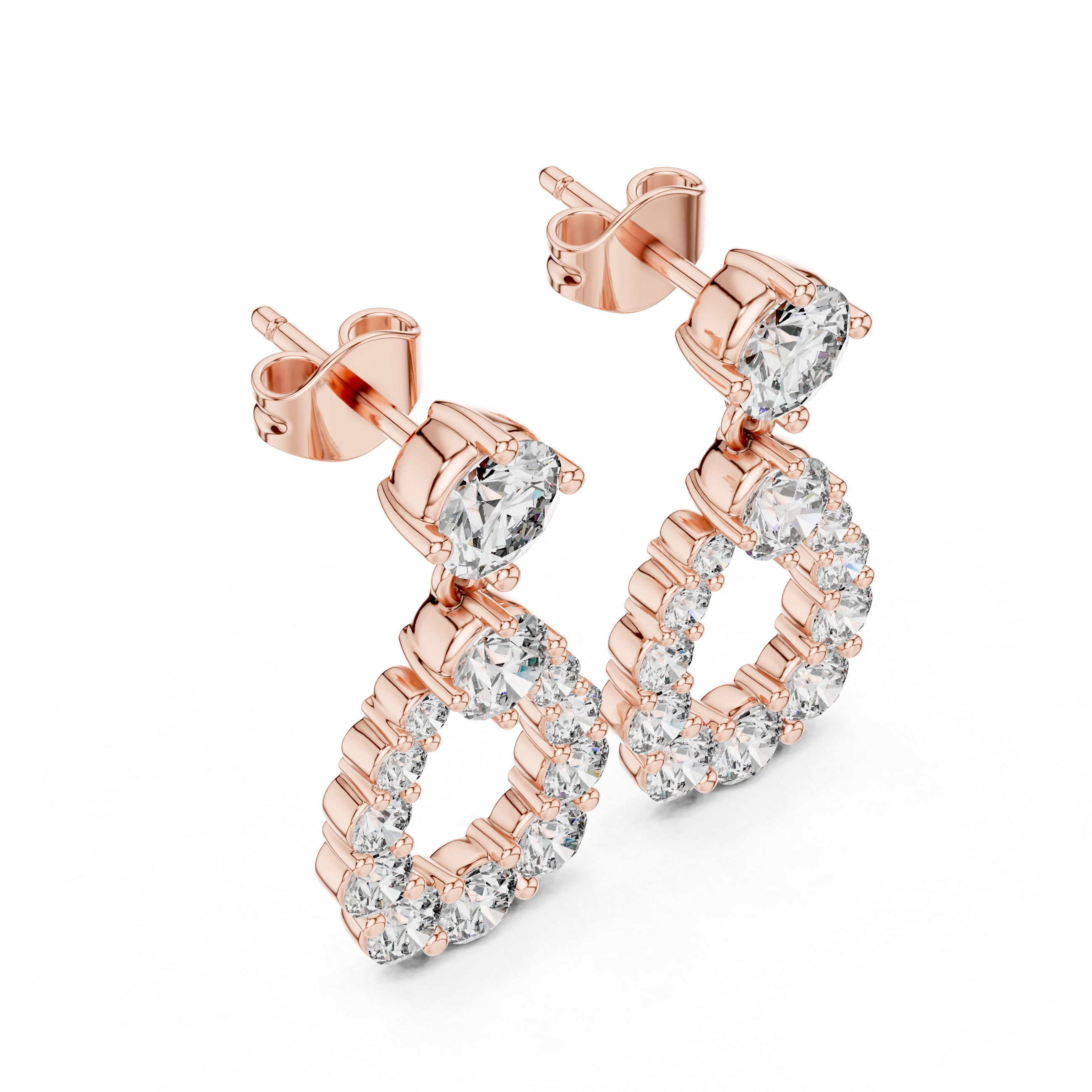 Diamond Teardrop Halo Drop Earrings in Gold