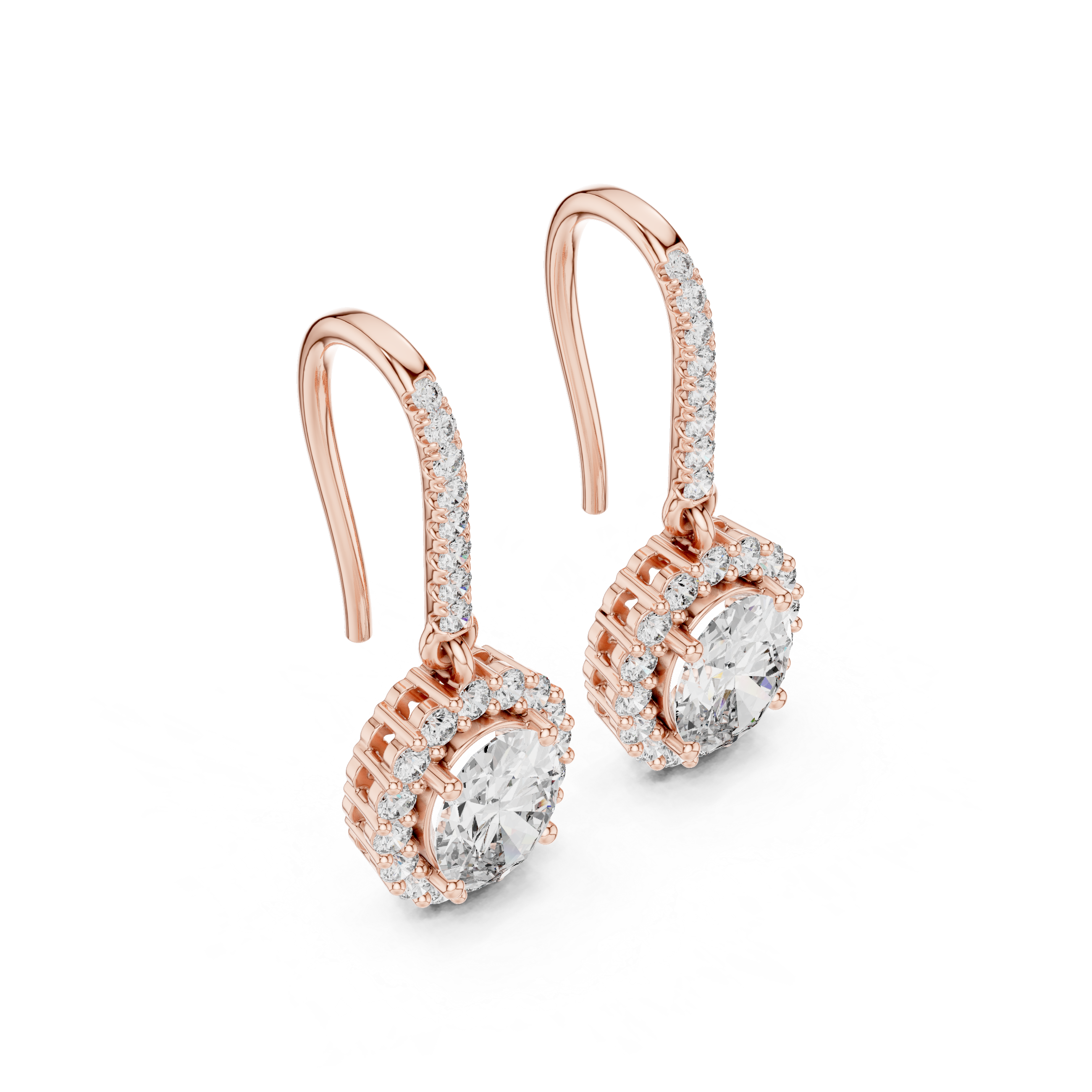 Oval Halo Drop Earrings with Pavé Diamond Hoop