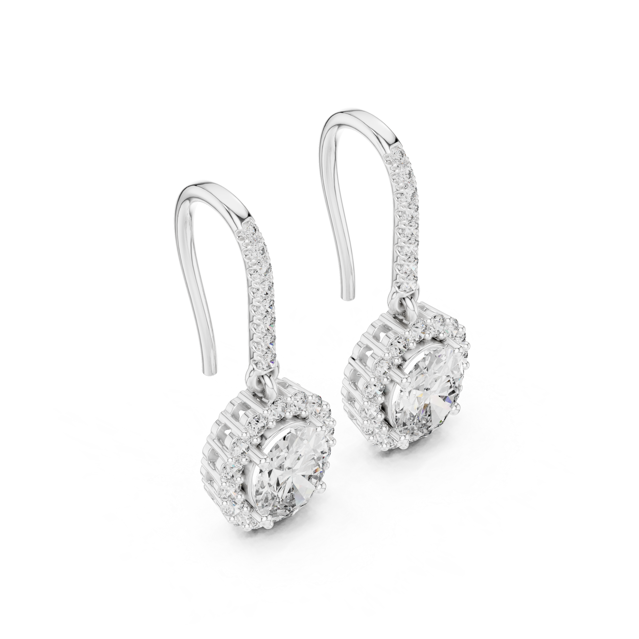 Oval Halo Drop Earrings with Pavé Diamond Hoop