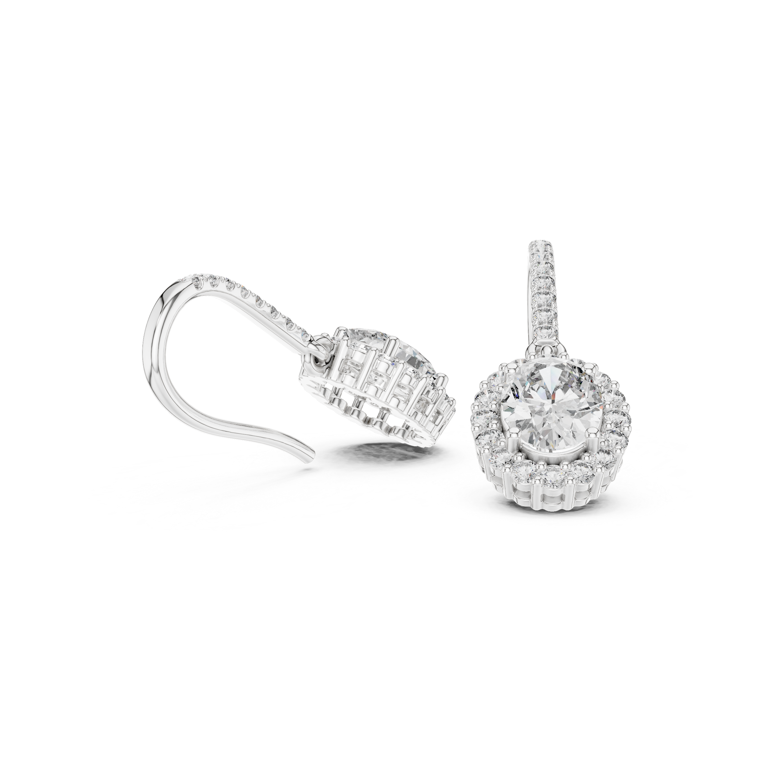 Oval Halo Drop Earrings with Pavé Diamond Hoop