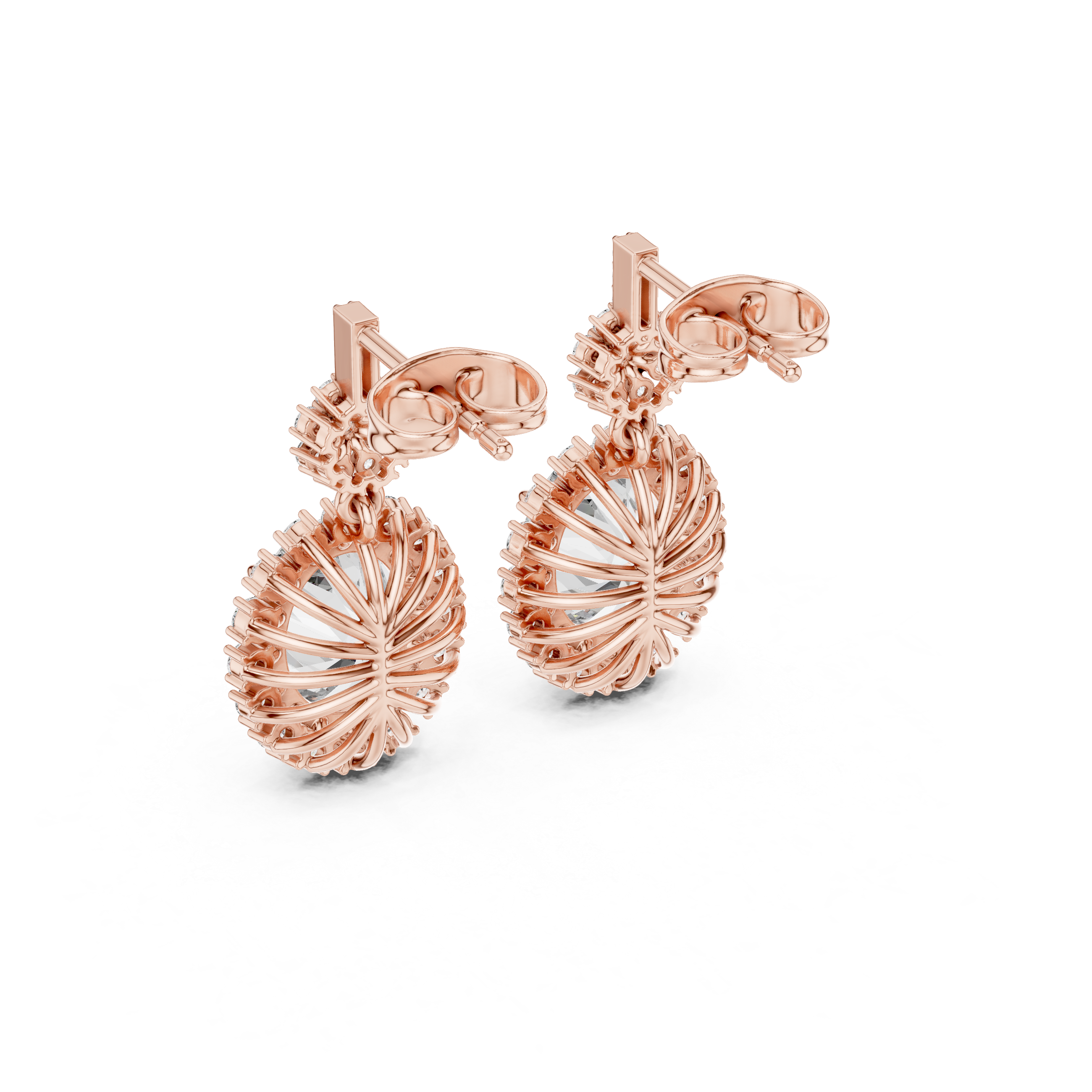 Oval Halo Drop Diamond Earrings
