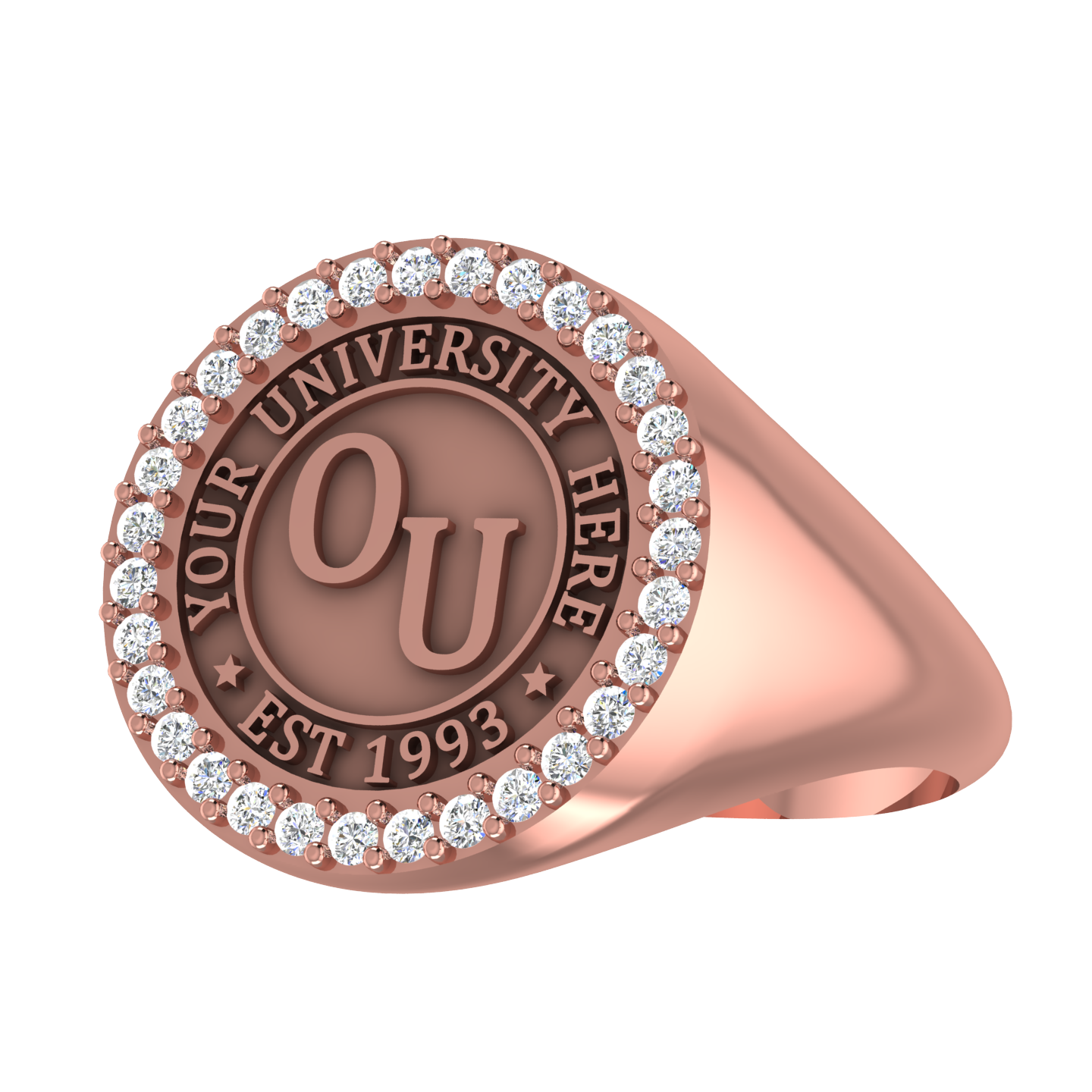 Custom University Ring – Unisex Round Face | Handcrafted Legacy Celebration Jewelry