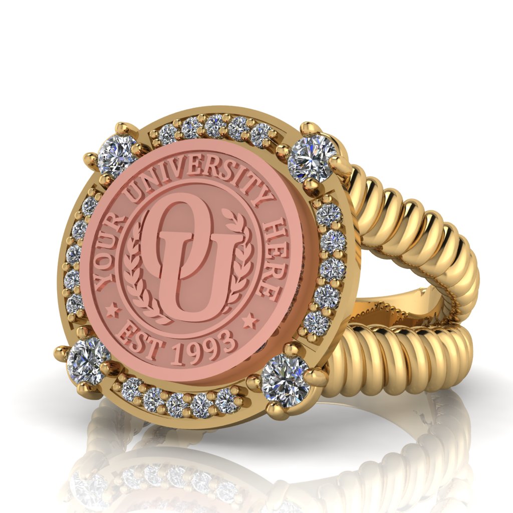 F-Sparkles | V-Rope Band Custom College Ring