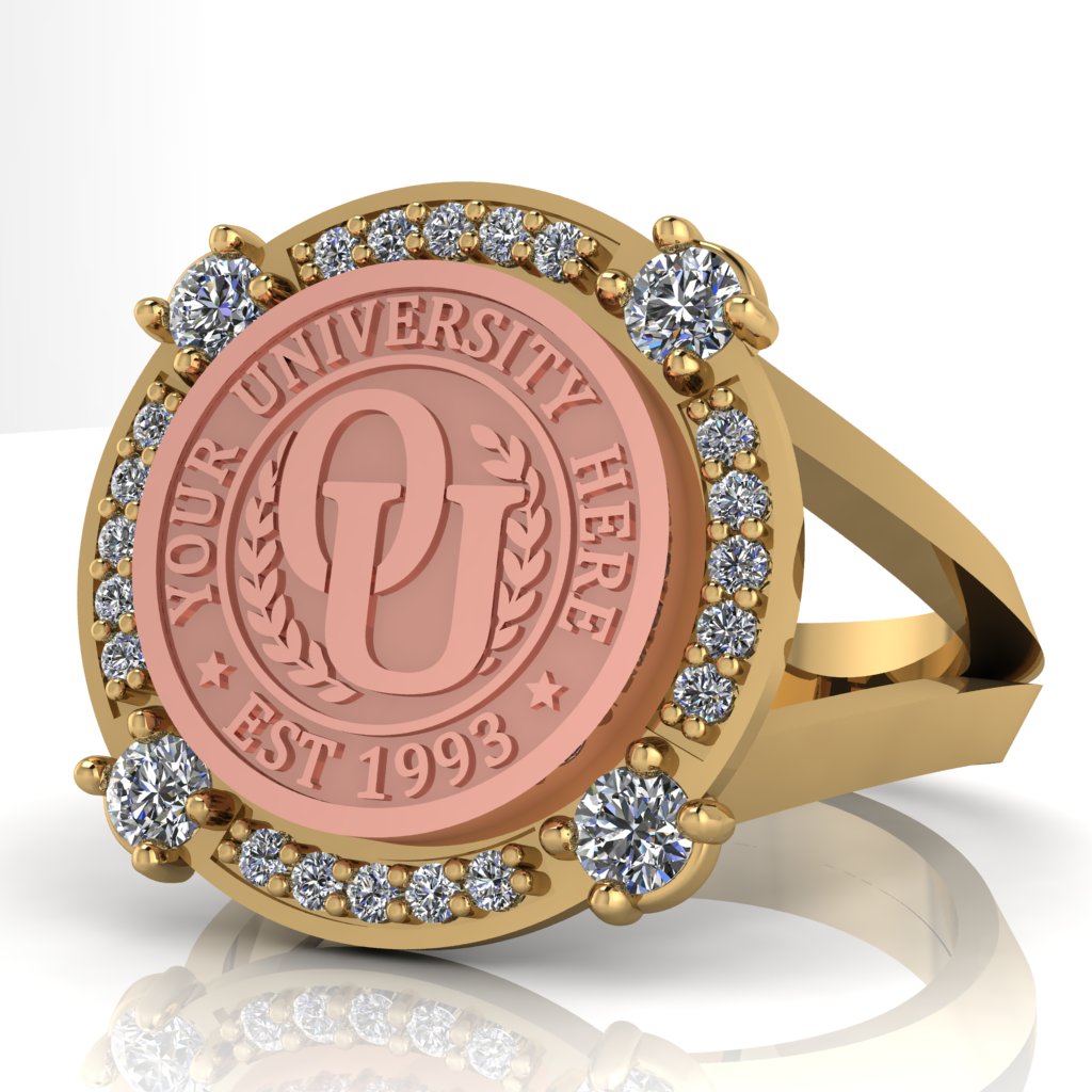 F-Sparkles | V-Frame Band Custom College Ring