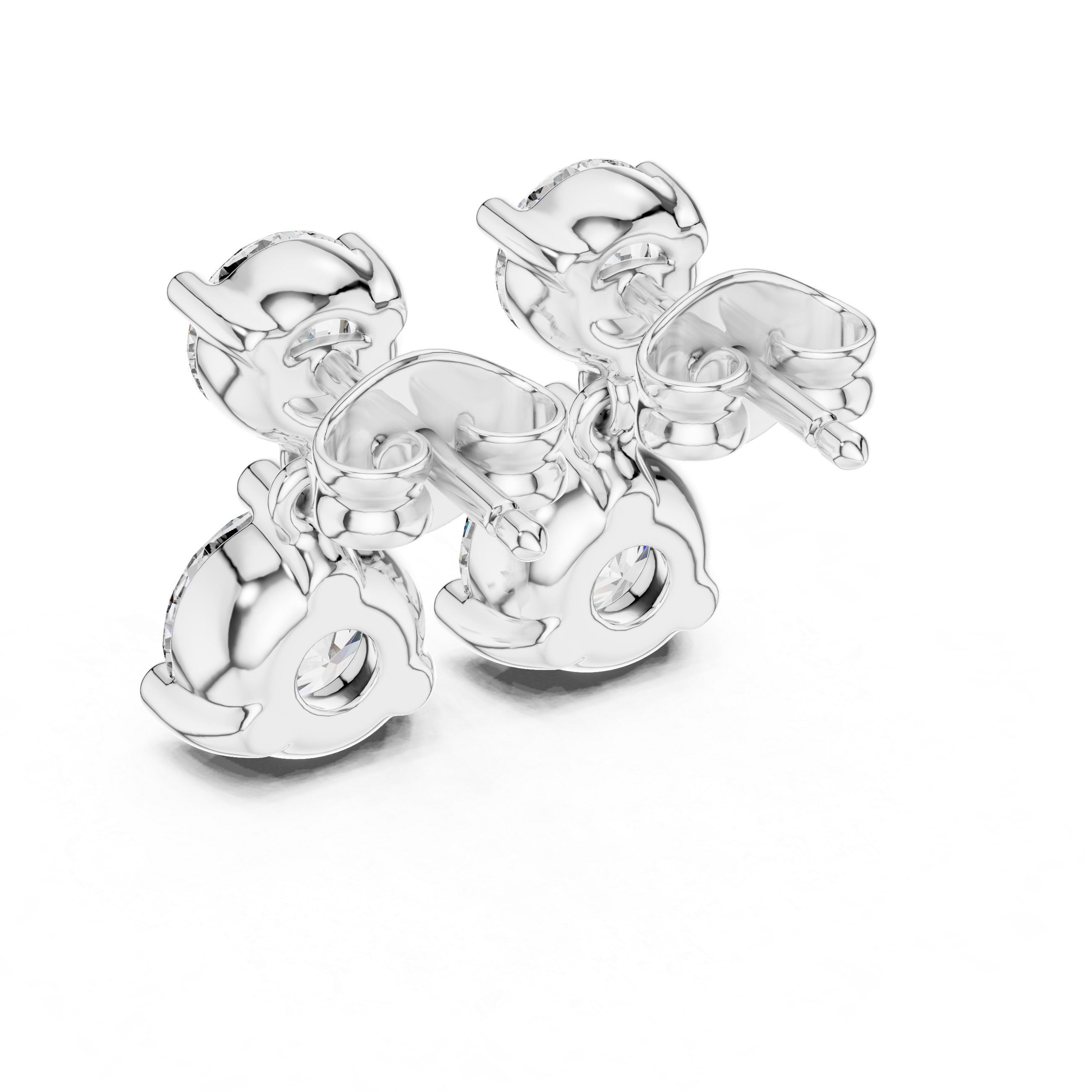 Double Round Diamond Drop Earrings with Classic Prong Setting