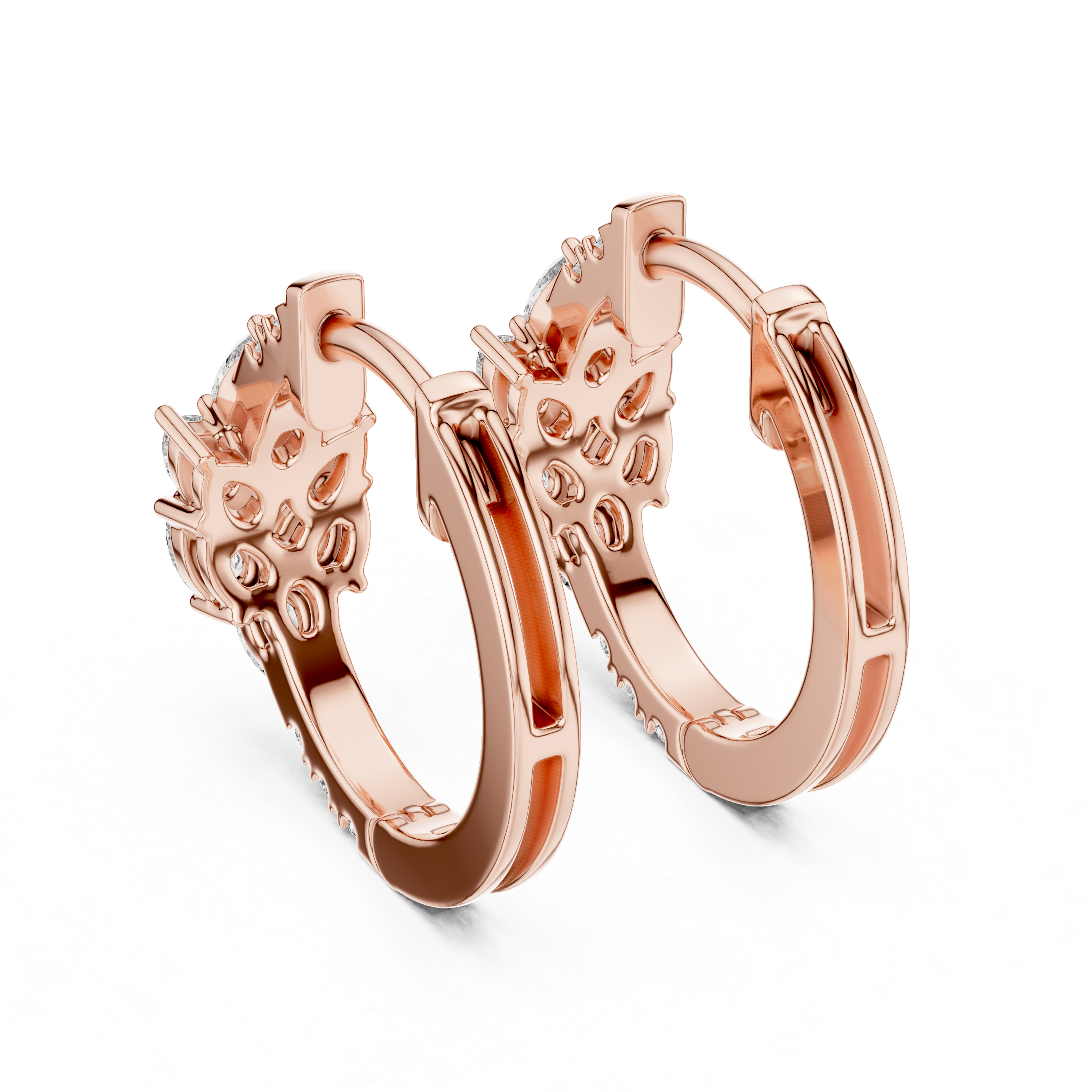 Pear Cluster Diamond Hoop Earrings