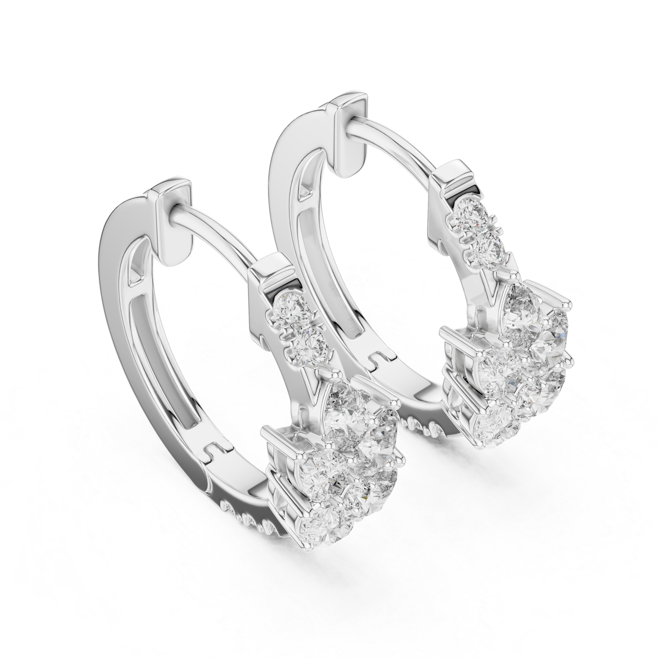 Pear Cluster Diamond Hoop Earrings