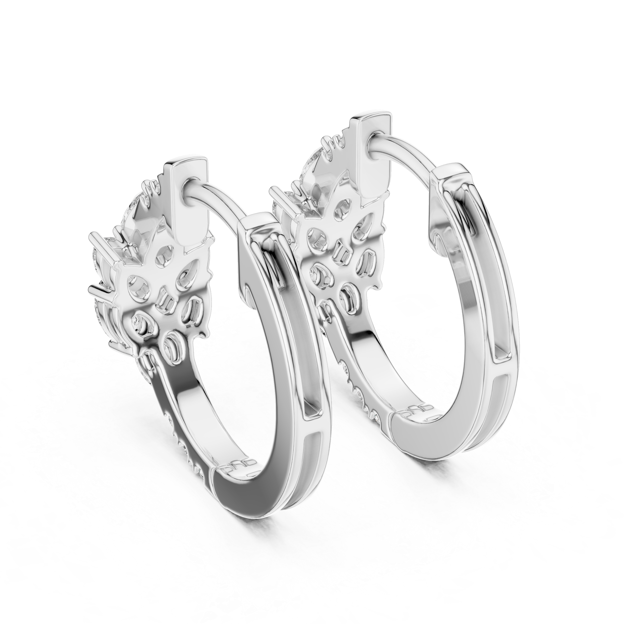 Pear Cluster Diamond Hoop Earrings