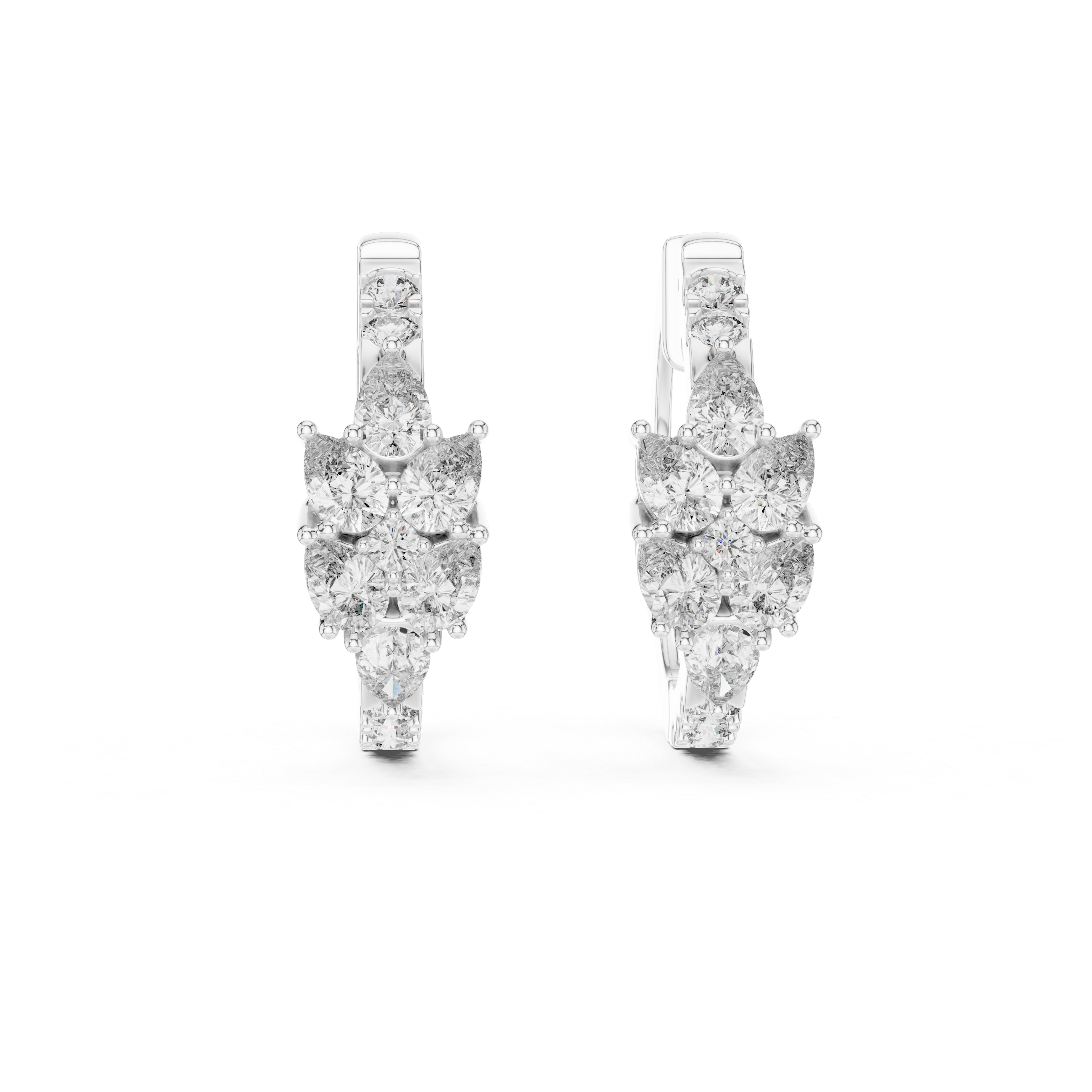 Pear Cluster Diamond Hoop Earrings