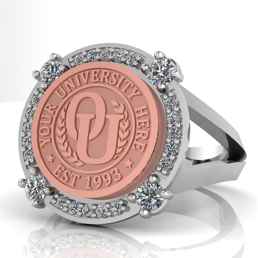 F-Sparkles | V-Frame Band Custom College Ring