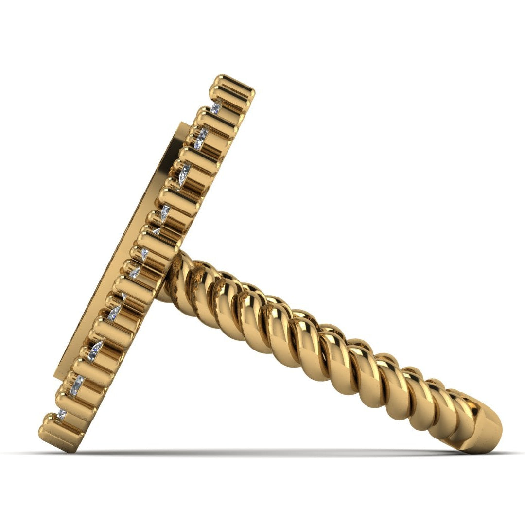 Gold safety razor on a white background