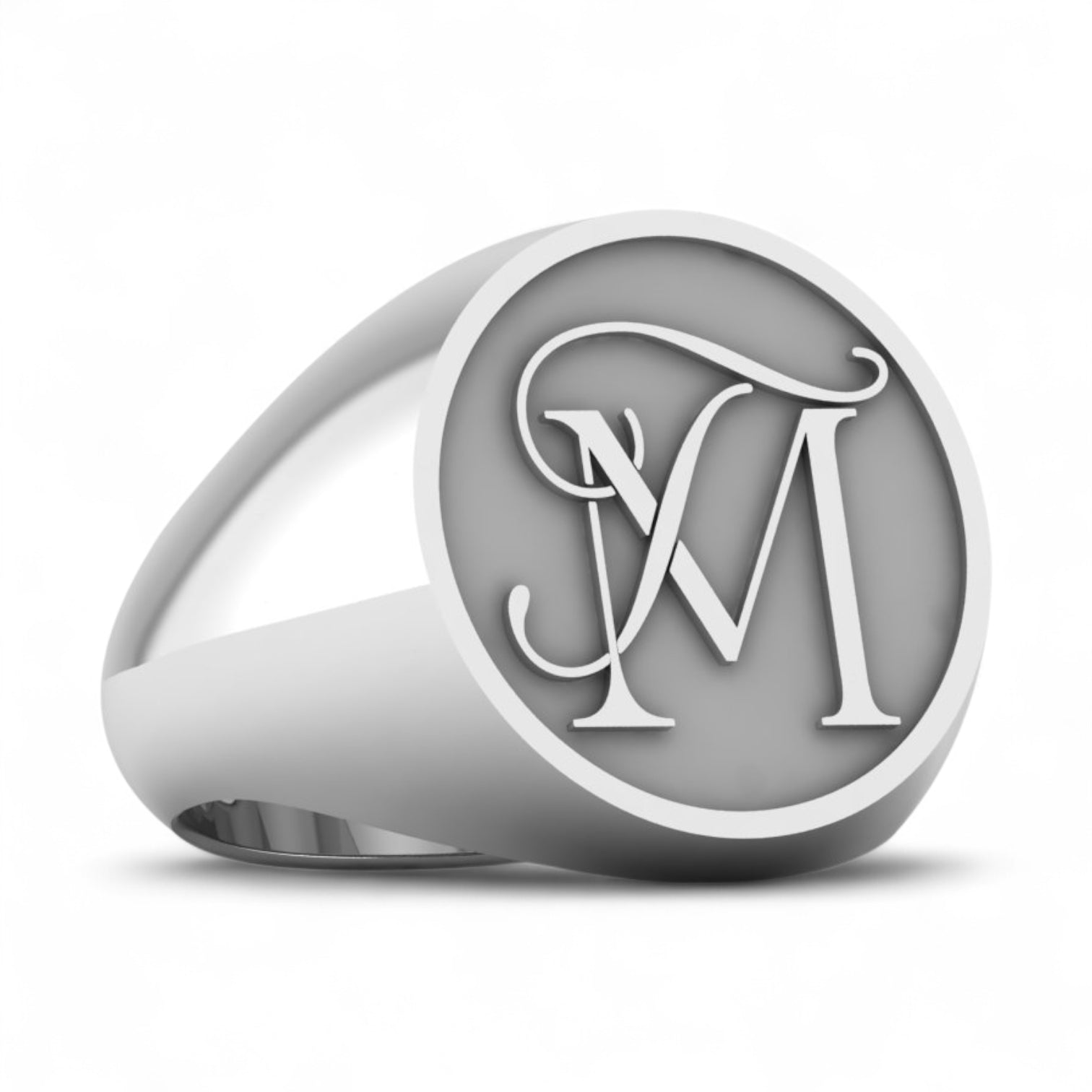Custom Monogram Ring – Handcrafted Precious Round Face Signet Ring