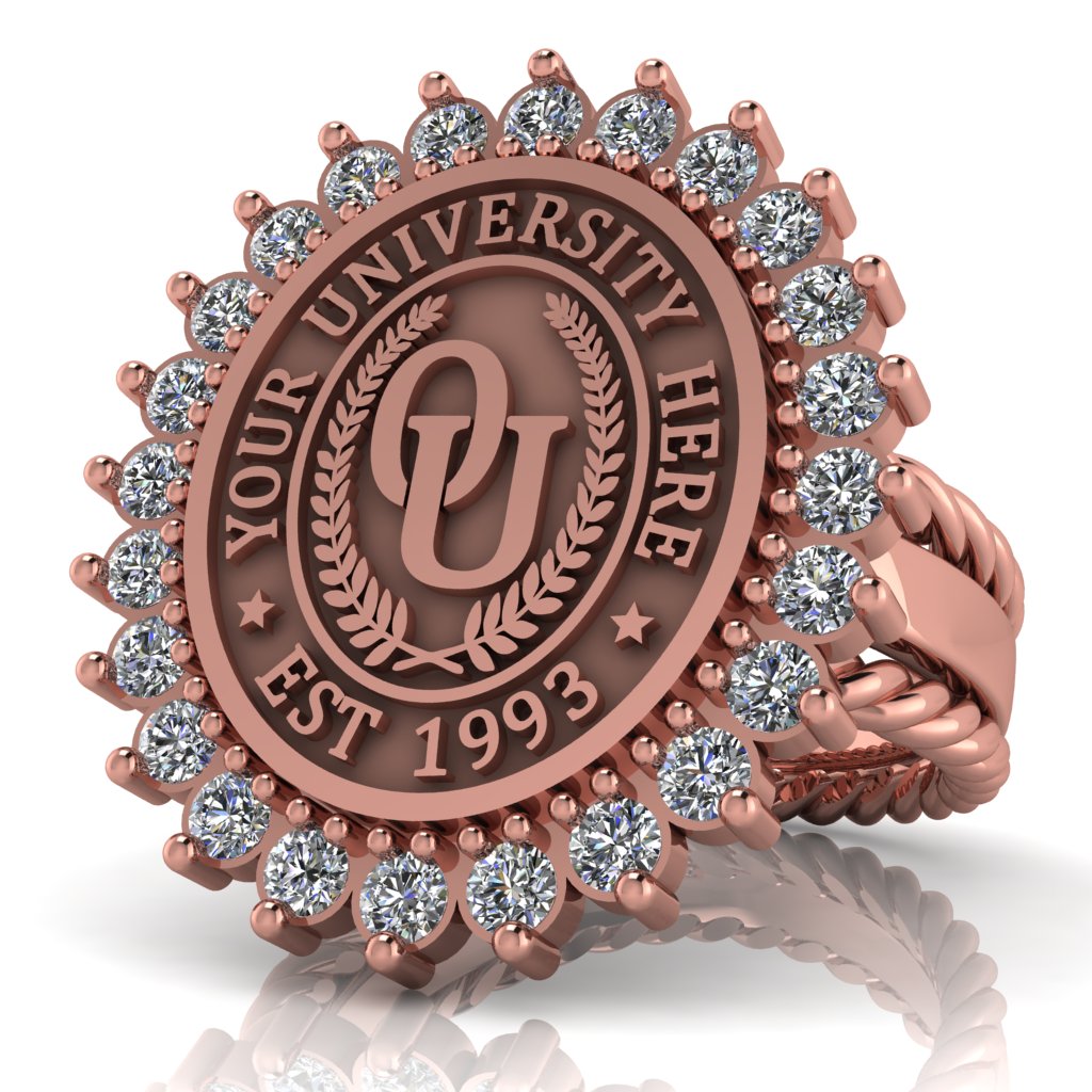 Serku Oval | Rope Edge Band Custom Collage Ring