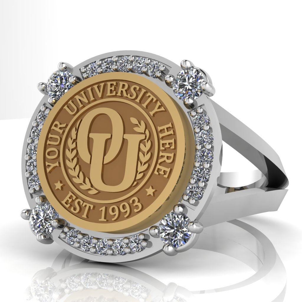 F-Sparkles | V-Frame Band Custom College Ring