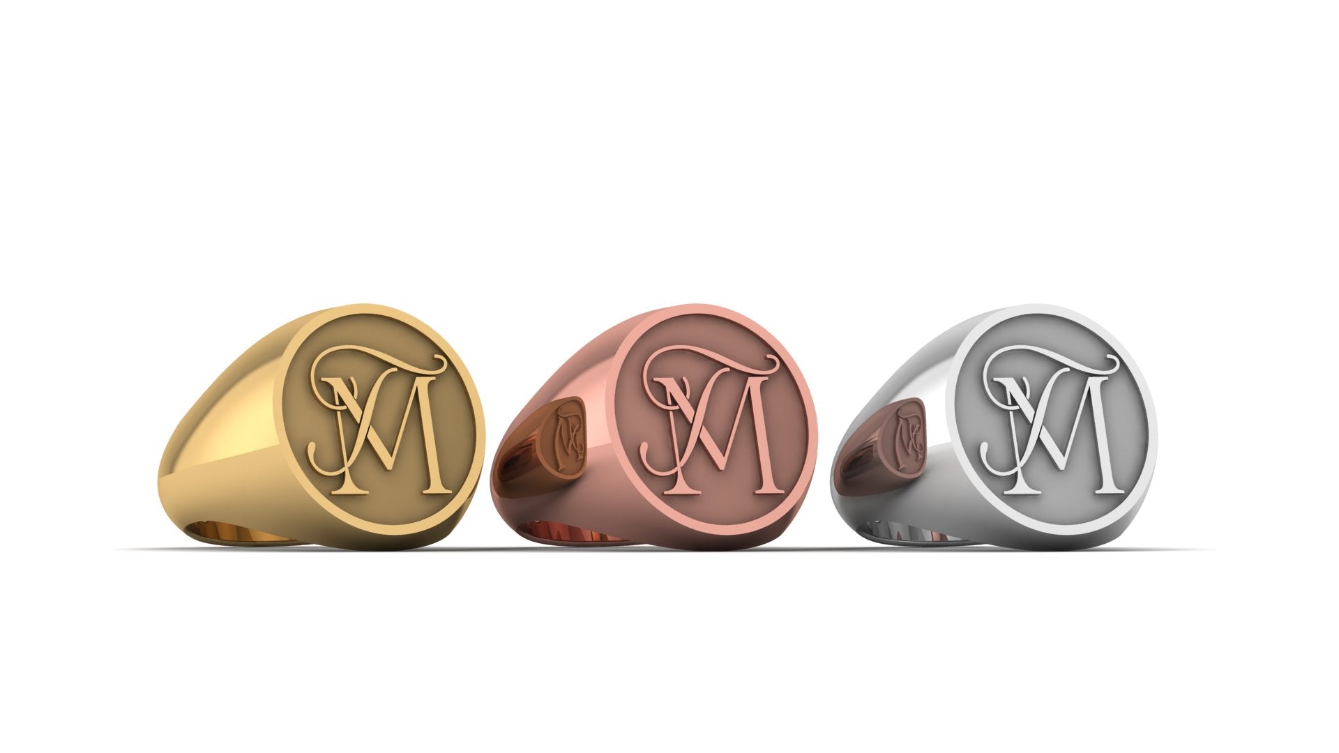 Custom Monogram Ring – Handcrafted Precious Round Face Signet Ring