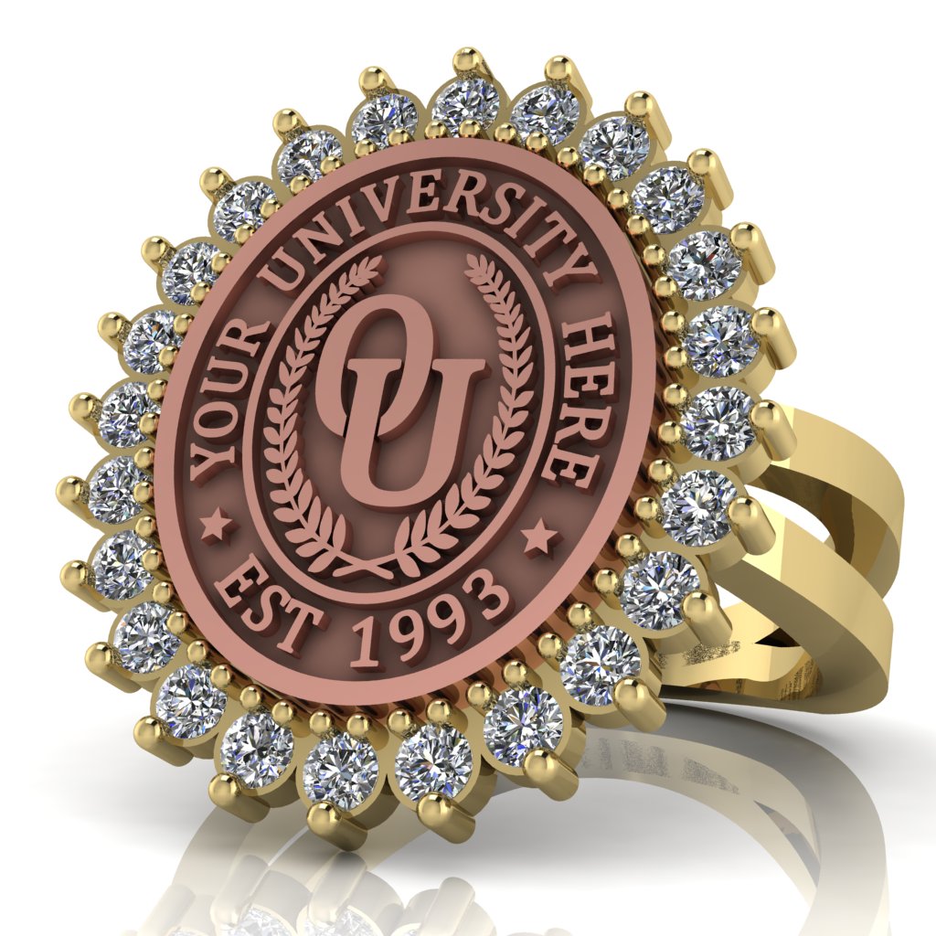 Serku Oval | Knife Edge Band Custom Collage Ring