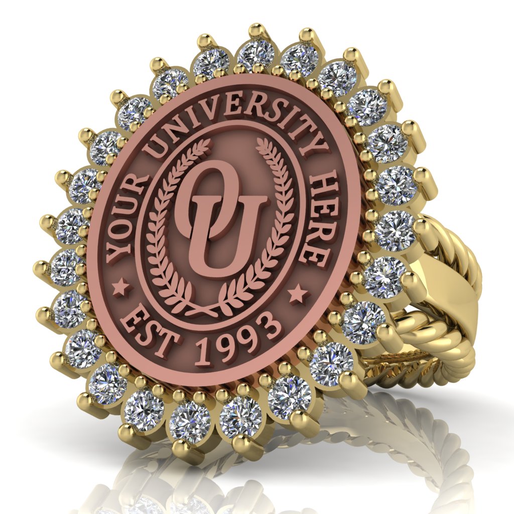 Serku Oval | Rope Edge Band Custom Collage Ring