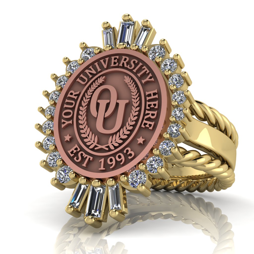 Seren Oval | Rope Edge Band Custom Collage Ring