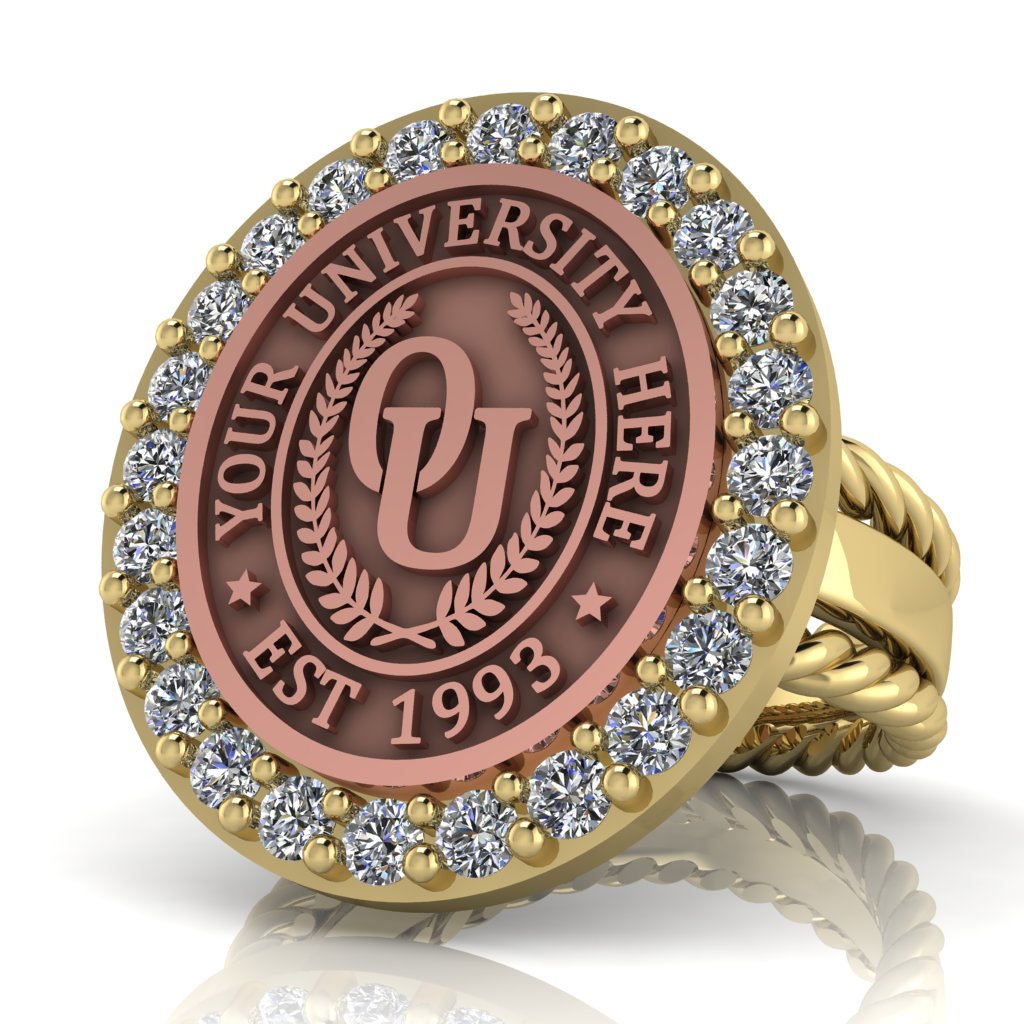 Circum Oval | Rope Edge Band Custom Collage Ring