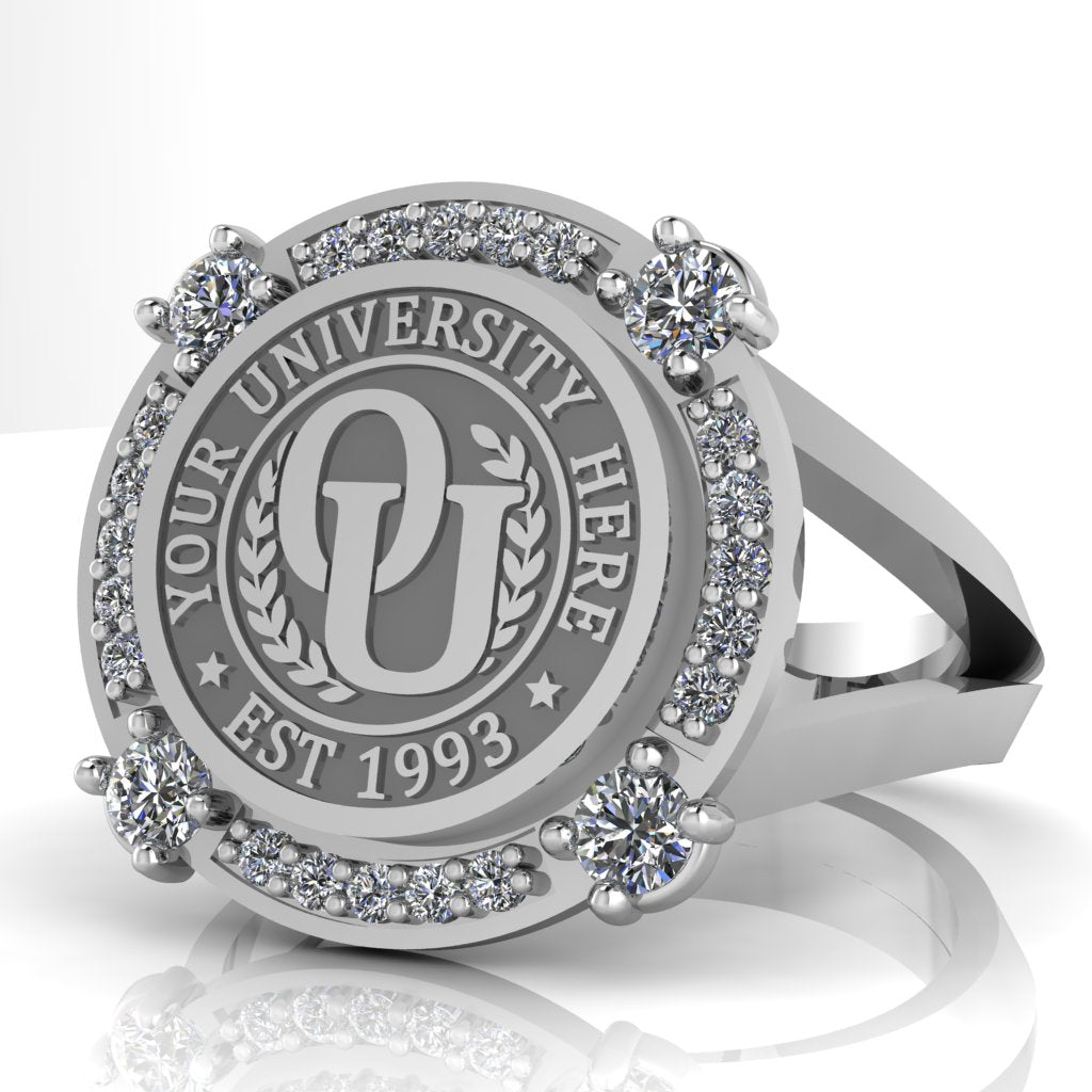 F-Sparkles | V-Frame Band Custom College Ring