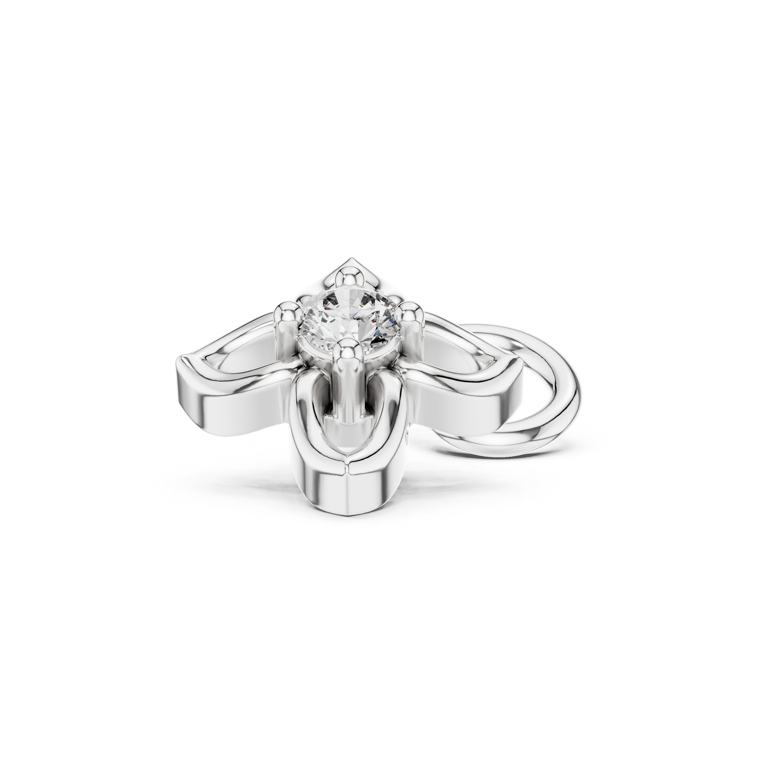 Minimal Floral Diamond Nose Ring with Curved Gold Hook – Delicate Everyday Design