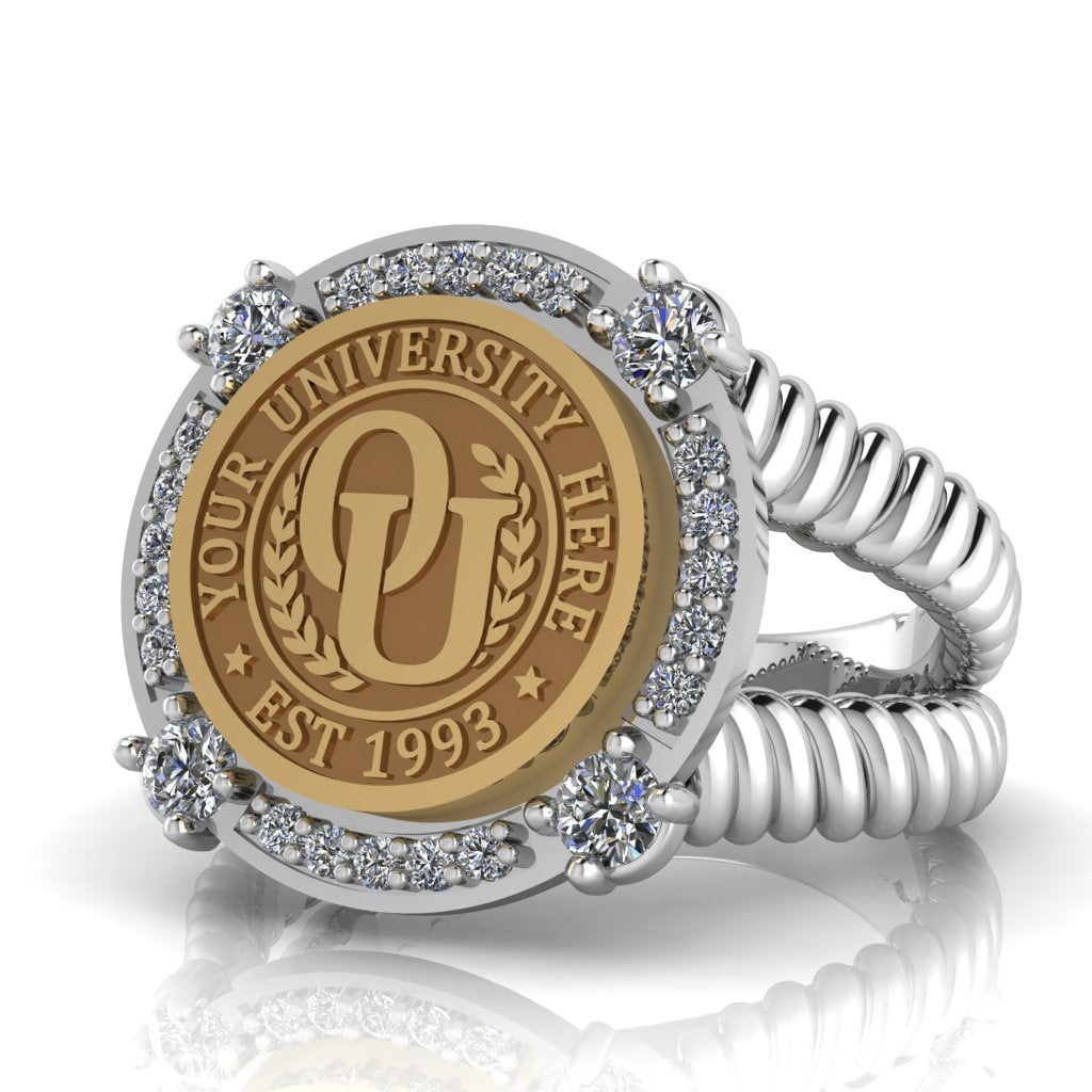 F-Sparkles | V-Rope Band Custom College Ring