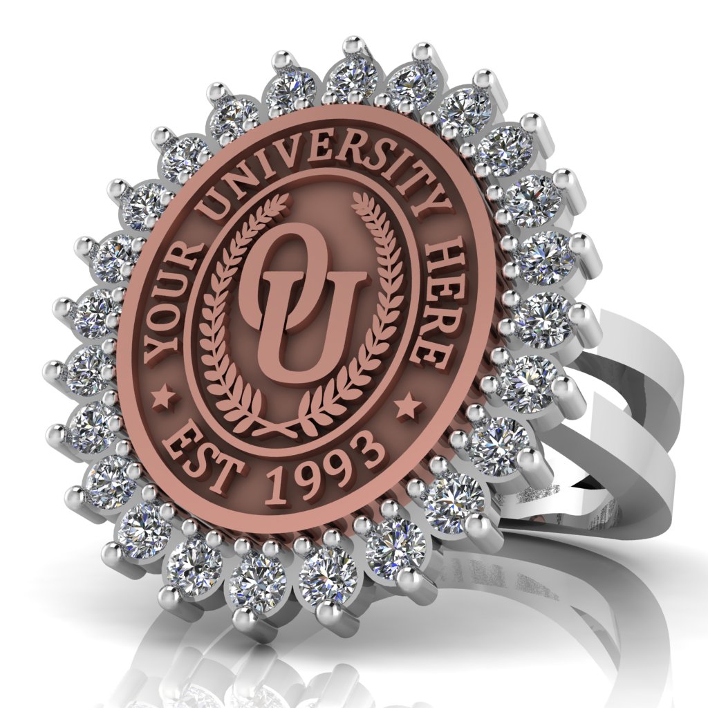 Serku Oval | Knife Edge Band Custom Collage Ring