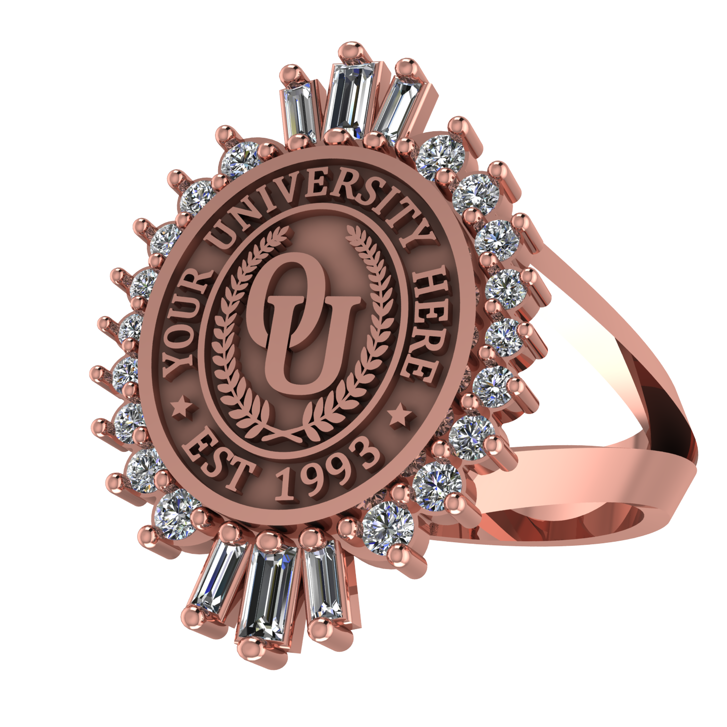 Seren Oval | V-Frame Band Custom Collage Ring