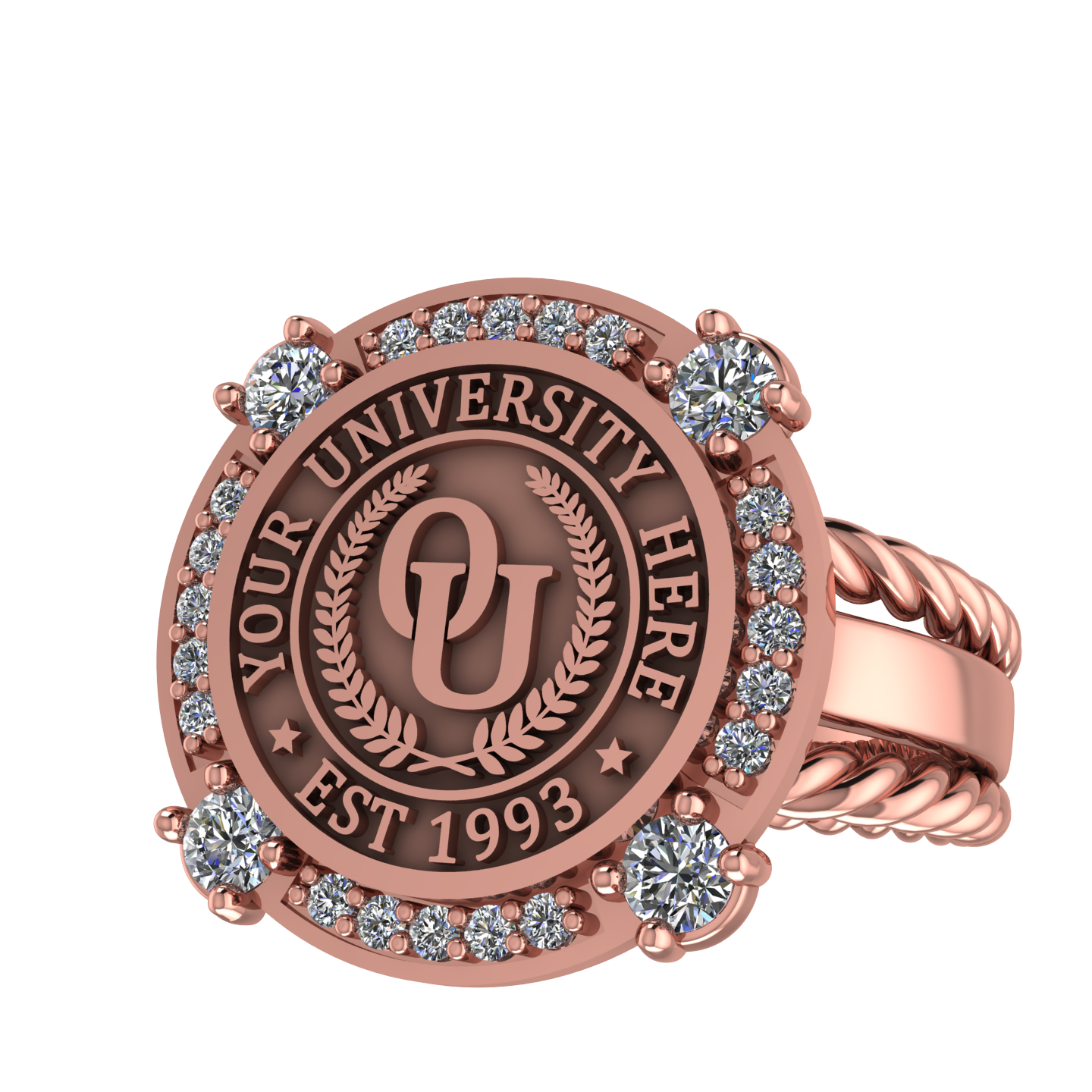 F-Sparkles | Rope Edge Band Custom College Ring