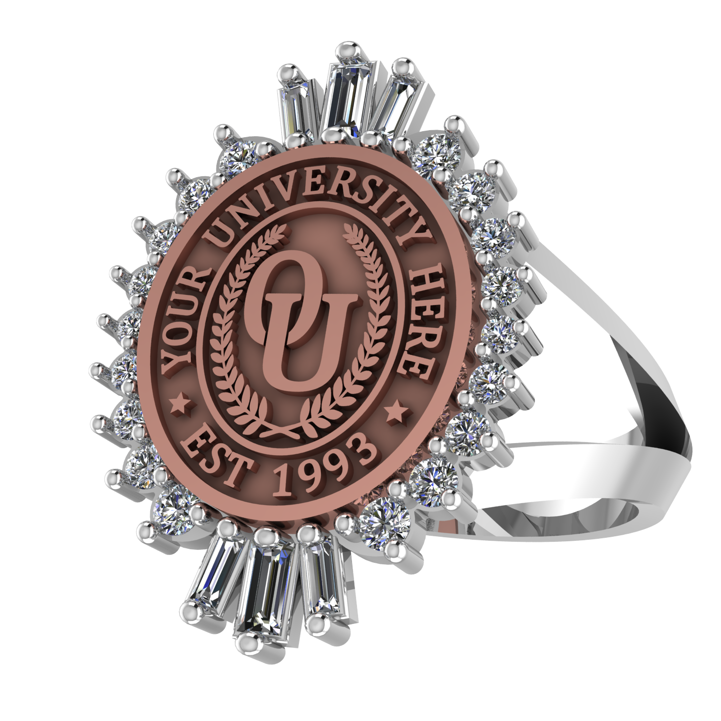 Seren Oval | V-Frame Band Custom Collage Ring