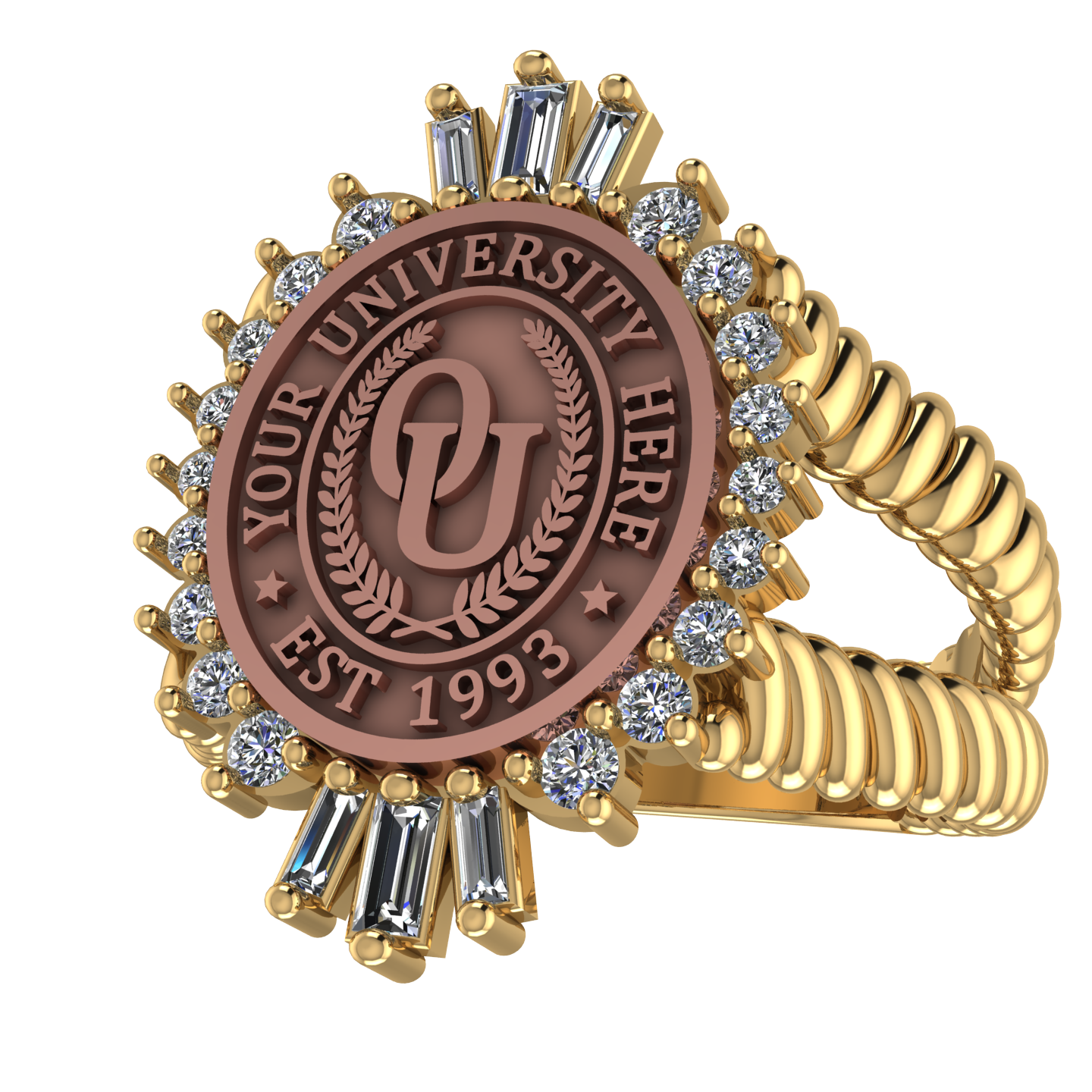 Seren Oval | V-Rope Band Custom College Ring