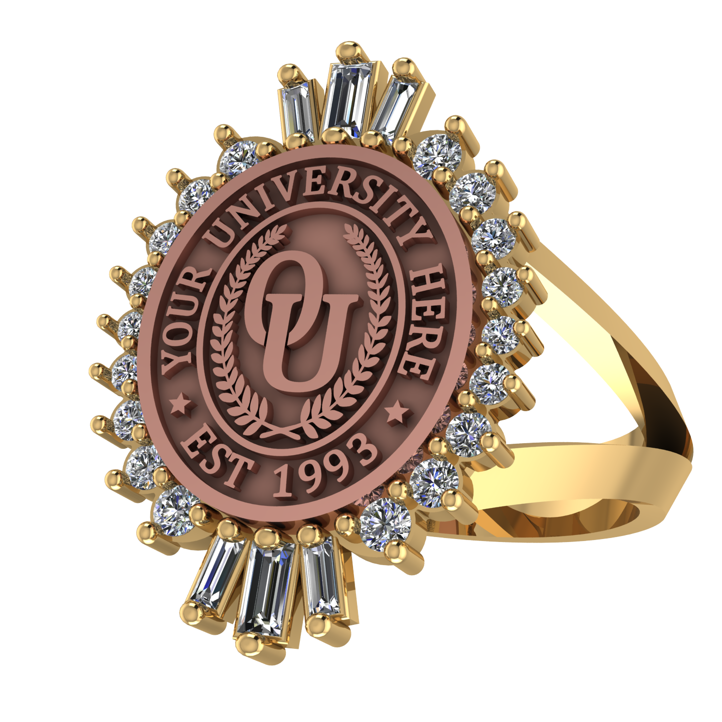 Seren Oval | V-Frame Band Custom Collage Ring