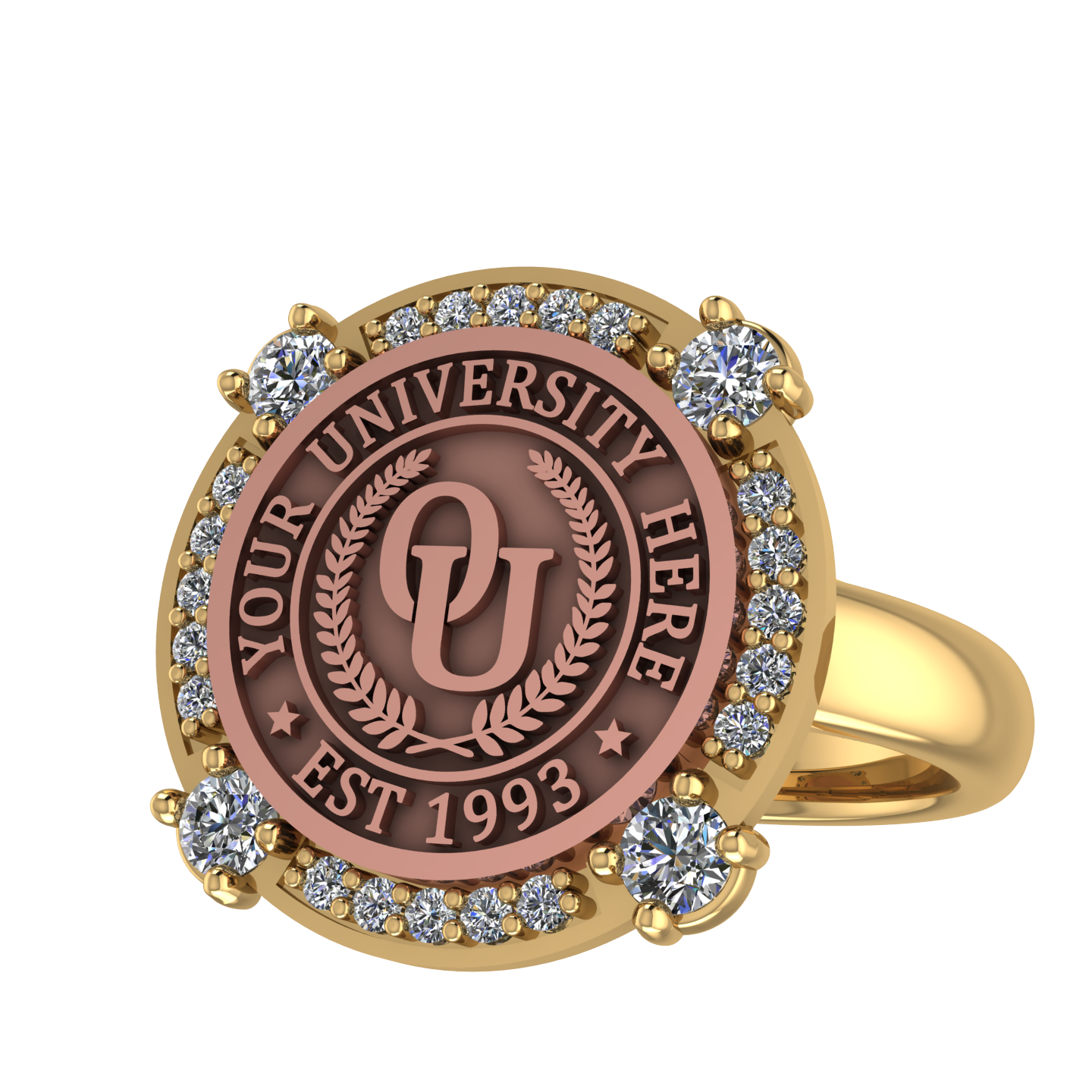 F-Sparkles | Classic Dome Band Custom College Ring