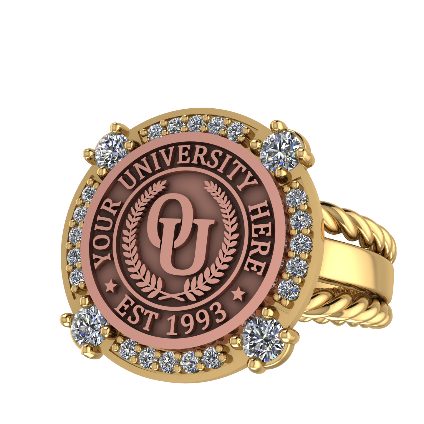 F-Sparkles | Rope Edge Band Custom College Ring