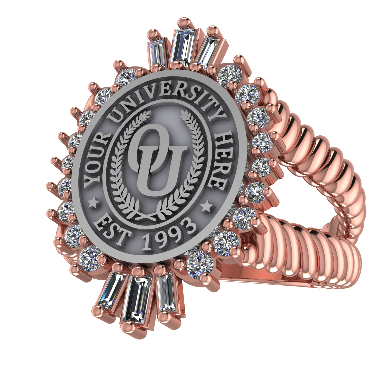Seren Oval | V-Rope Band Custom College Ring
