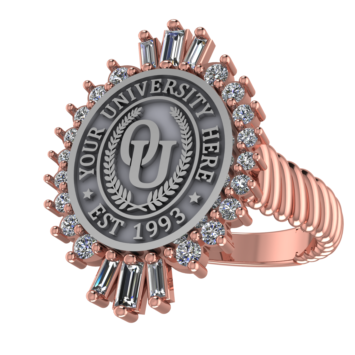 Seren Oval | Rope Core Band Custom Collage Ring