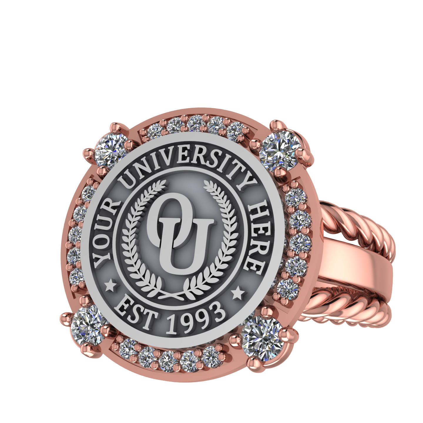 F-Sparkles | Rope Edge Band Custom College Ring