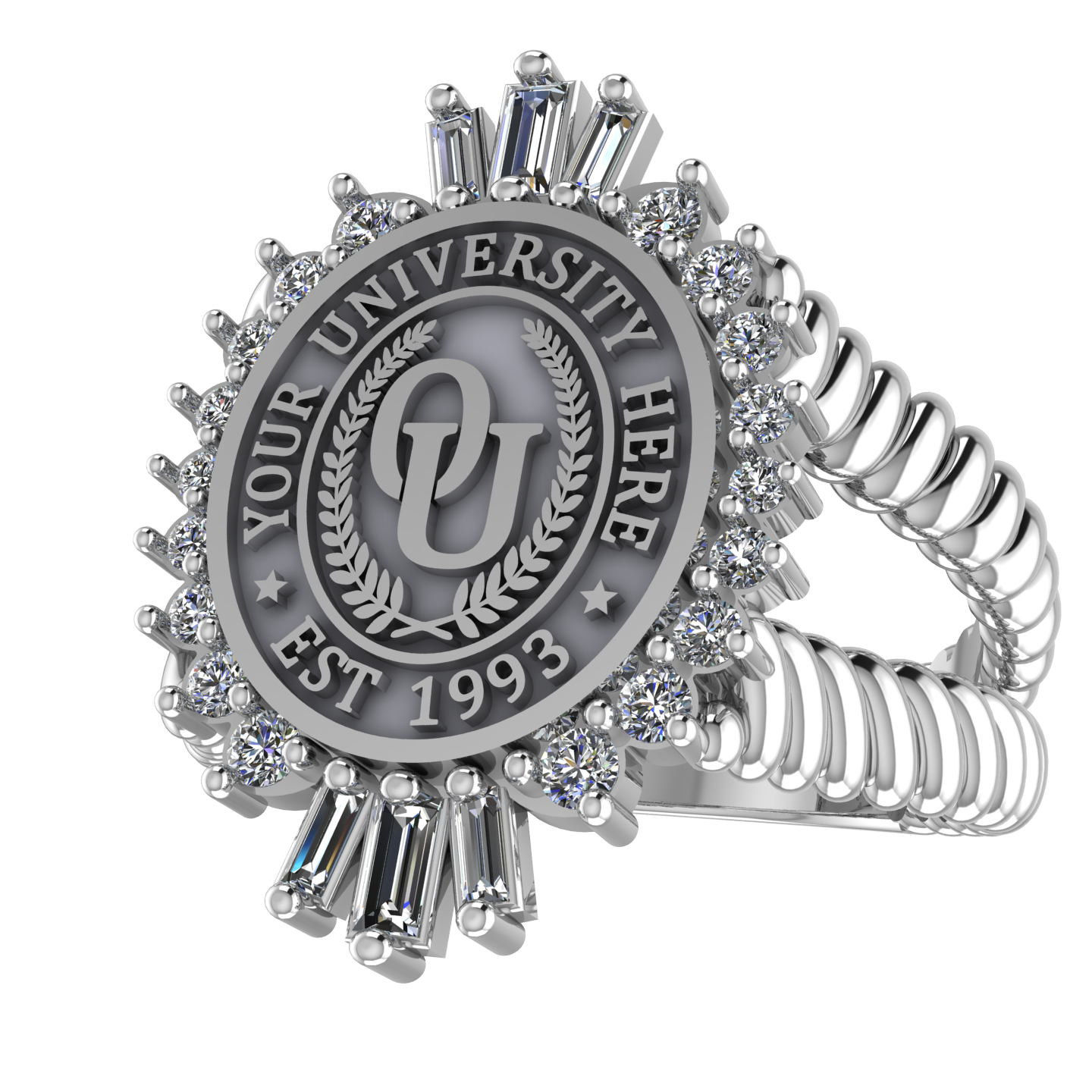 Seren Oval | V-Rope Band Custom College Ring