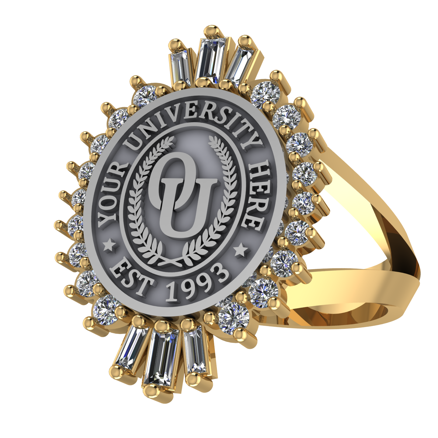 Seren Oval | V-Frame Band Custom Collage Ring