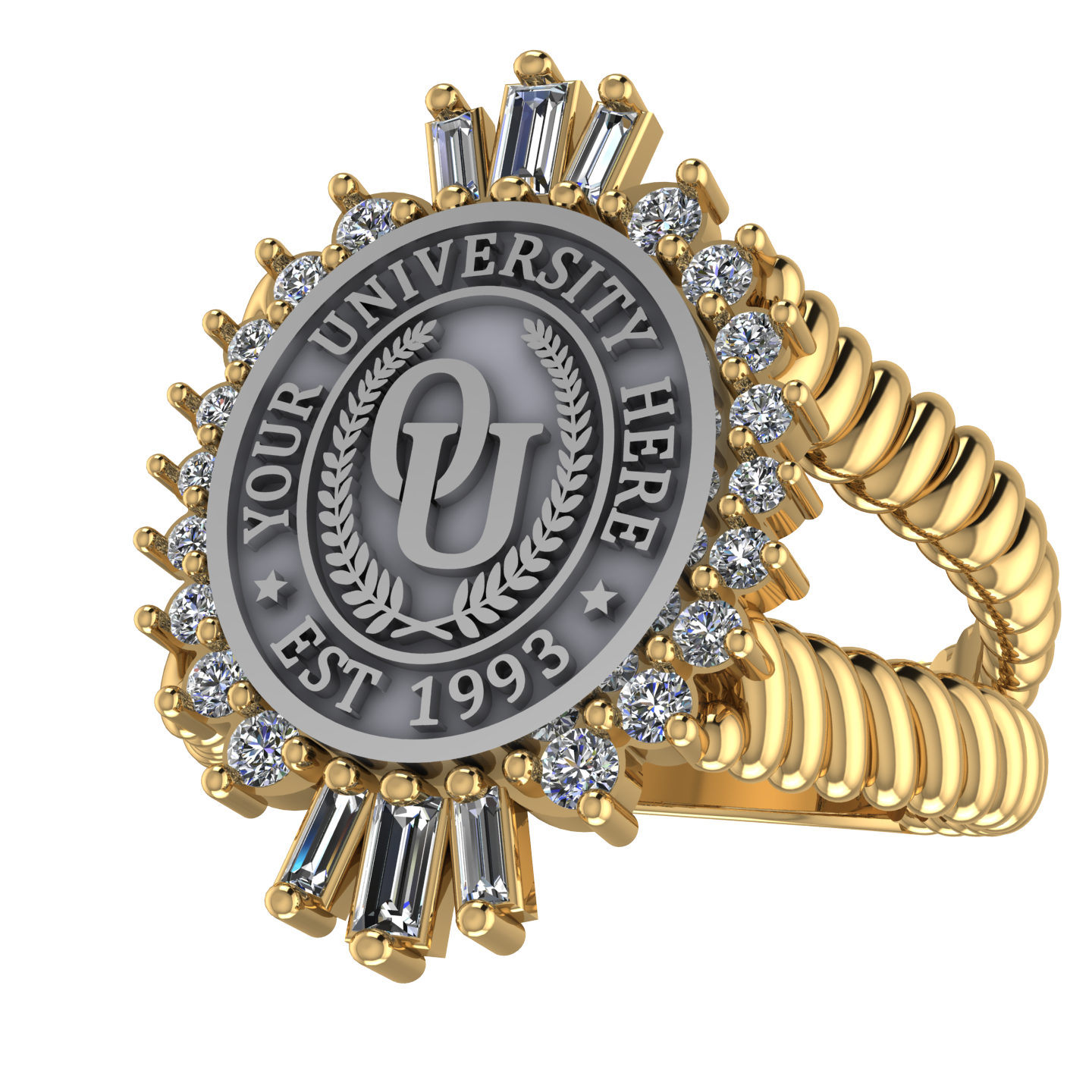 Seren Oval | V-Rope Band Custom College Ring