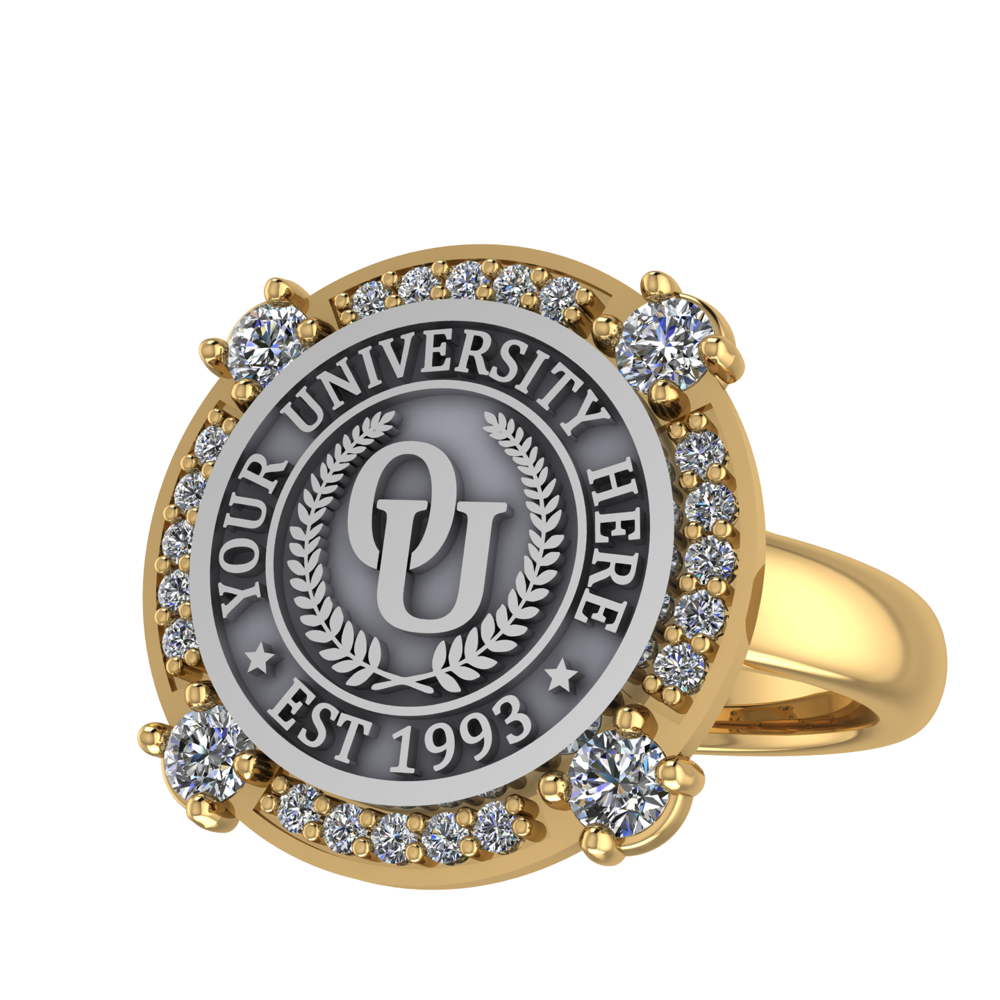 F-Sparkles | Classic Dome Band Custom College Ring