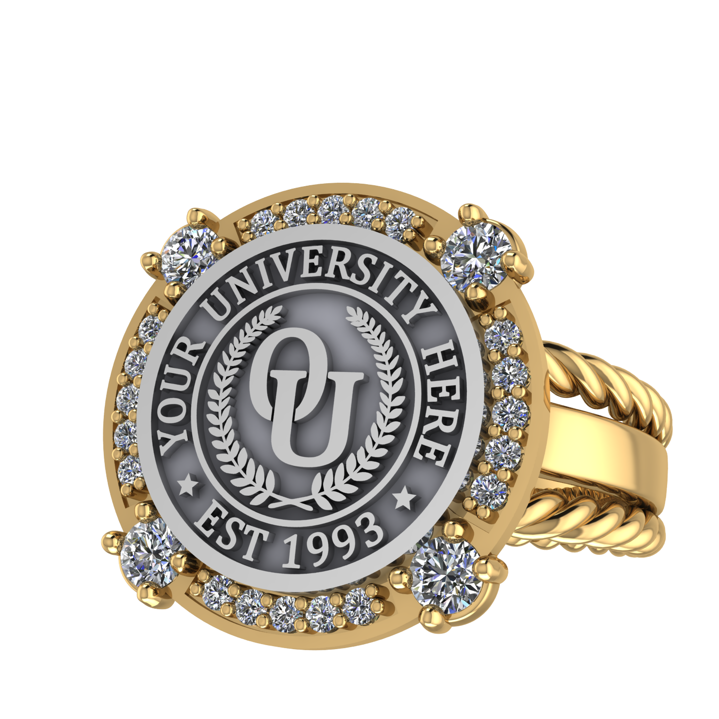 F-Sparkles | Rope Edge Band Custom College Ring