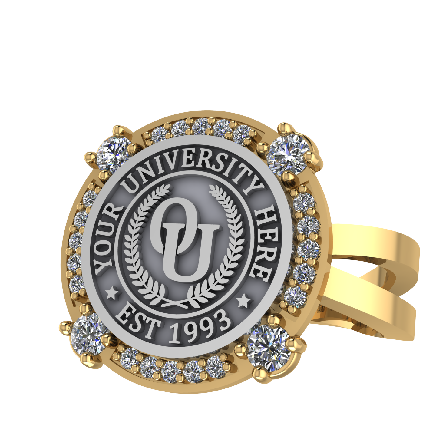F-Sparkles | Knife Edge Band Custom College Ring