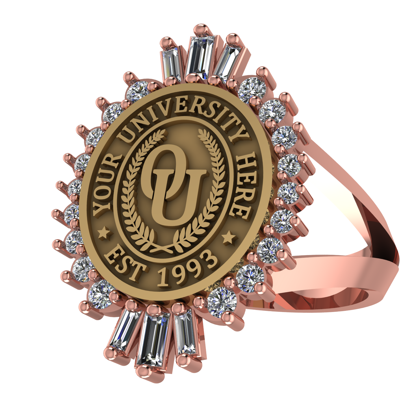 Seren Oval | V-Frame Band Custom Collage Ring