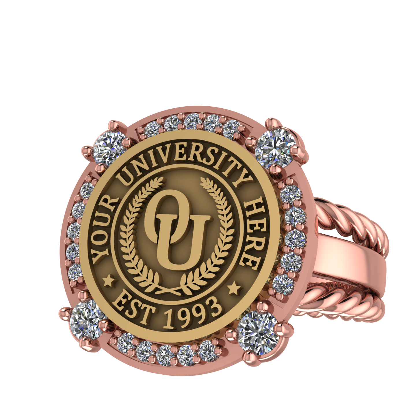 F-Sparkles | Rope Edge Band Custom College Ring