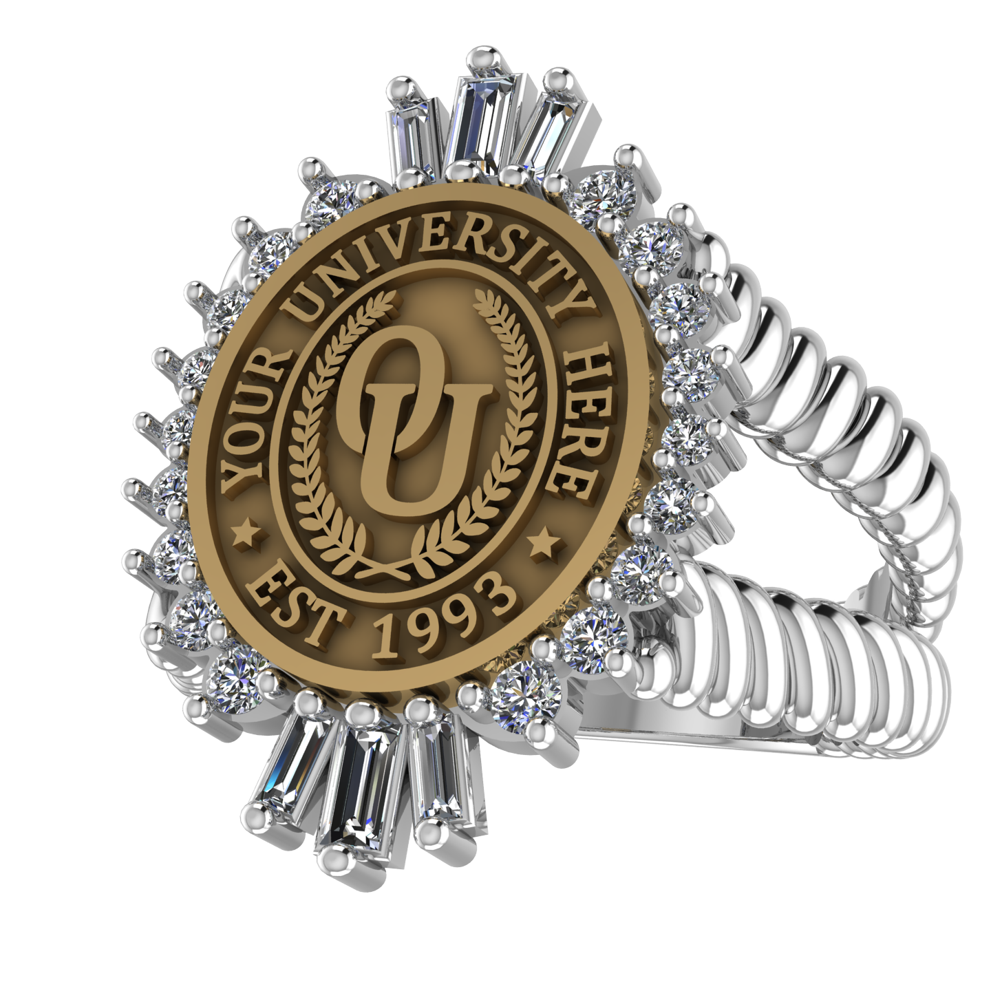 Seren Oval | V-Rope Band Custom College Ring