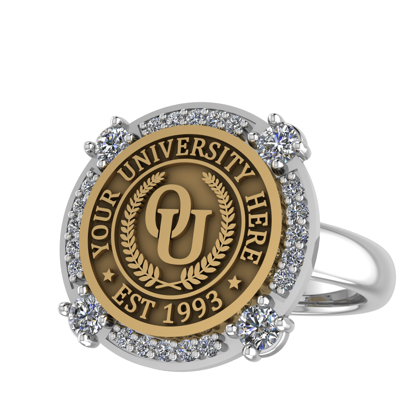 F-Sparkles | Classic Dome Band Custom College Ring