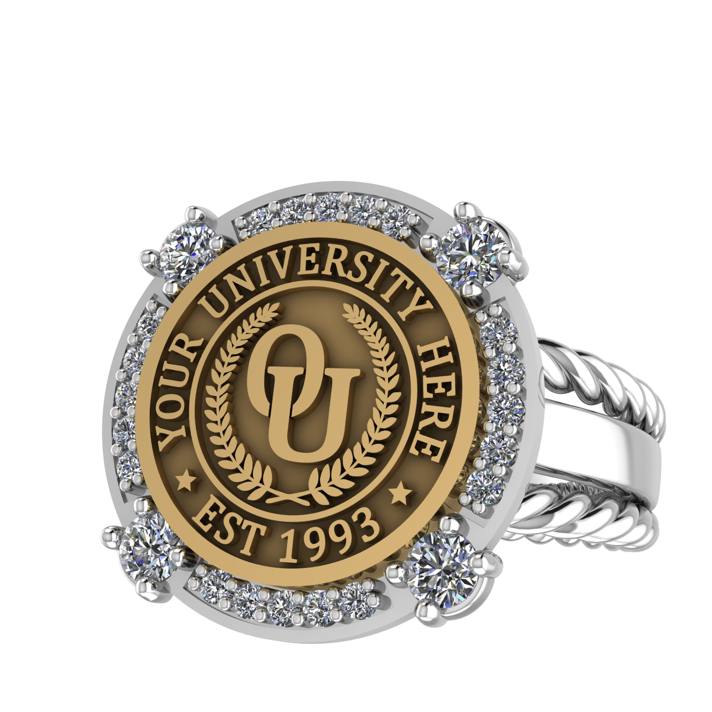 F-Sparkles | Rope Edge Band Custom College Ring